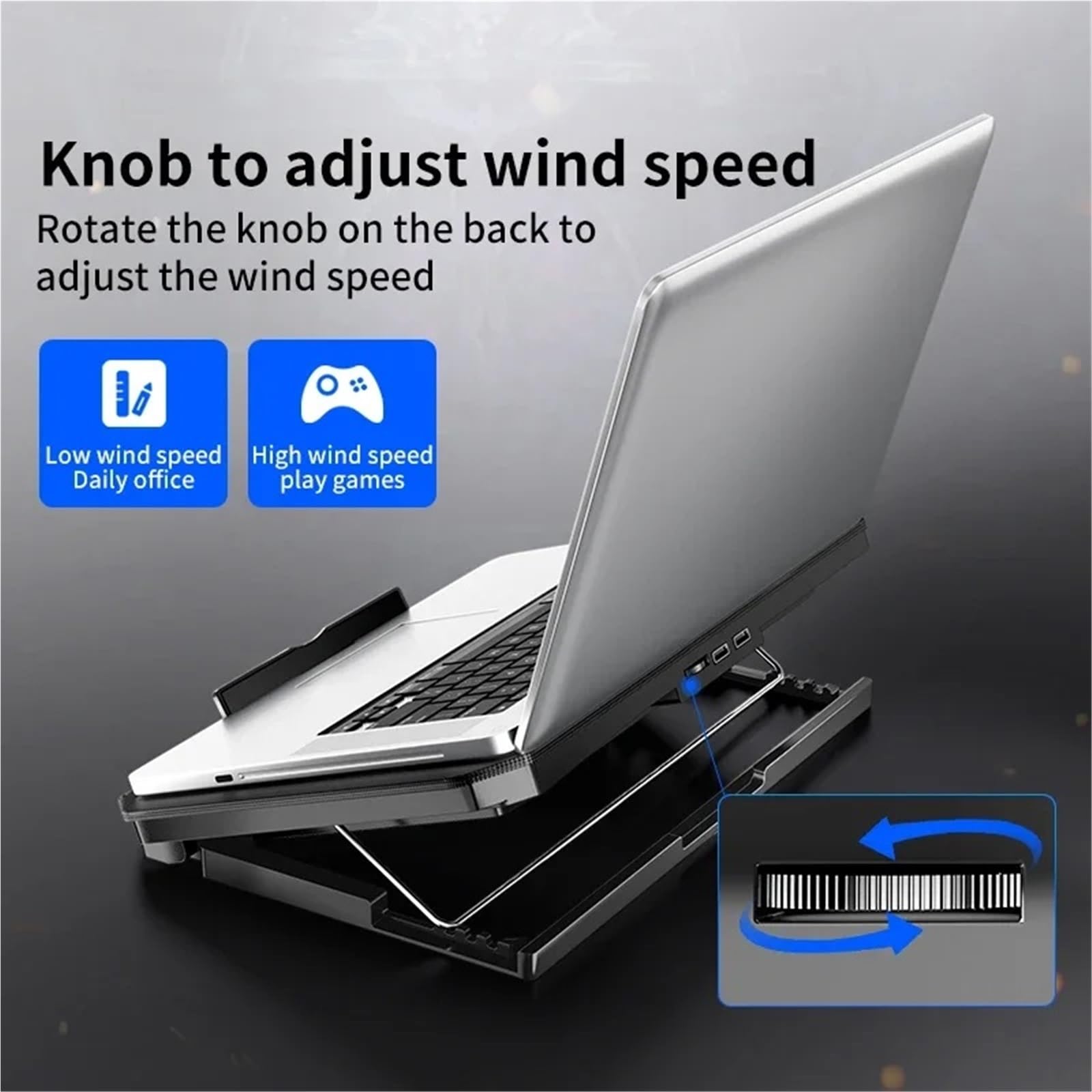 Wentylator do laptopa do gier, ekran Led, dwa porty USB, 2600 obr./min, podstawka chłodząca do laptopa, stojak na notebooka Podkładka chłodząca pod laptopa(Q100-white)