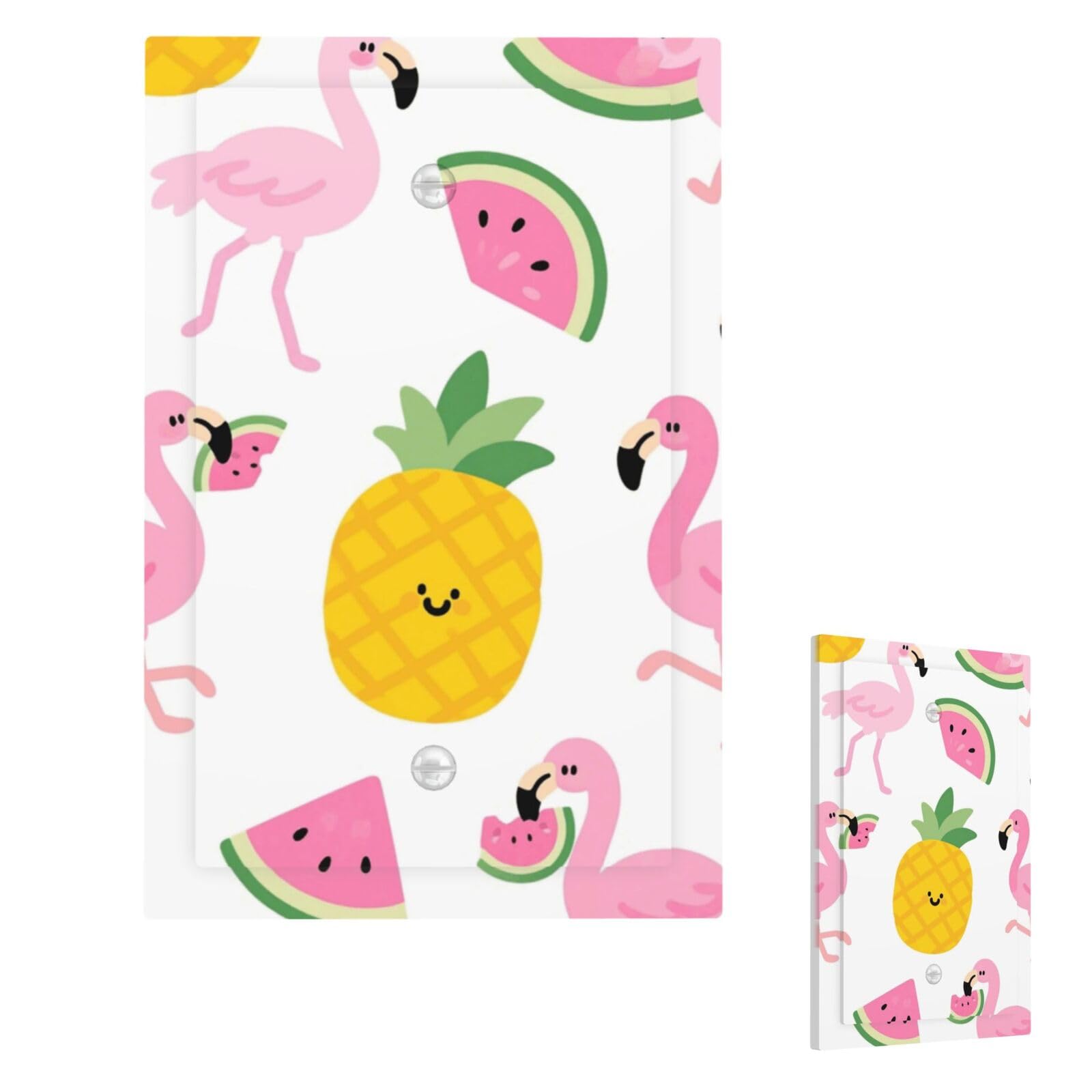 Flamingo Watermelon Pineapple Wall Plate Cover Modern Decorative 1 Gang Light Switch Cover Unbreakable Receptacle Outlet Covers For Living Room Bedroom Home Decor Single Blank