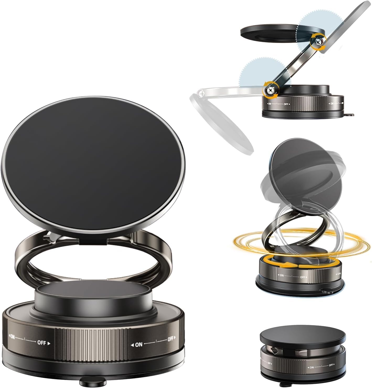 deepcrush 360 Adjustable Magnetic Phone Holder with Vacuum Suction Foldable Cup Mount for MagSafe Magnetic Stand for Cars
