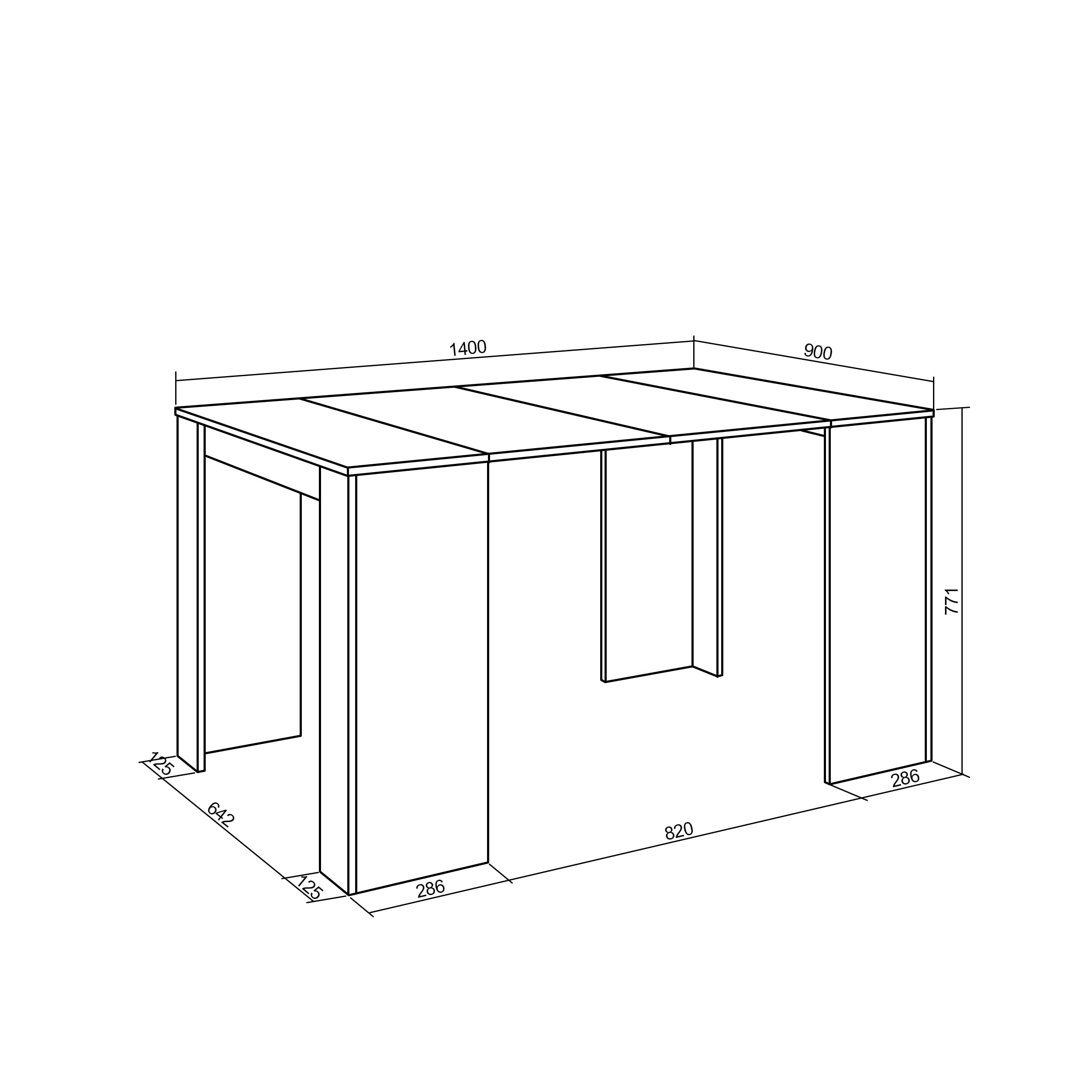 Skraut Home | Mesa Consola Extensible | Mesa Comedor Plegable | 140 | para 6 comensales | Comedor y Cocina | Estilo Moderno | Cemento