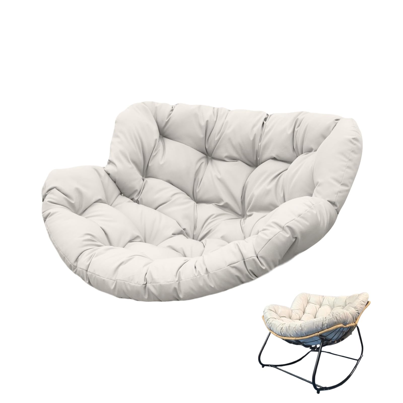 LKLNKVL hanging chair cushion, Rattan Wicker Lounge Chair, Soft Patio Hanging Cushion Pad for Outdoor Indoor Egg Basket(Beige,115X100)