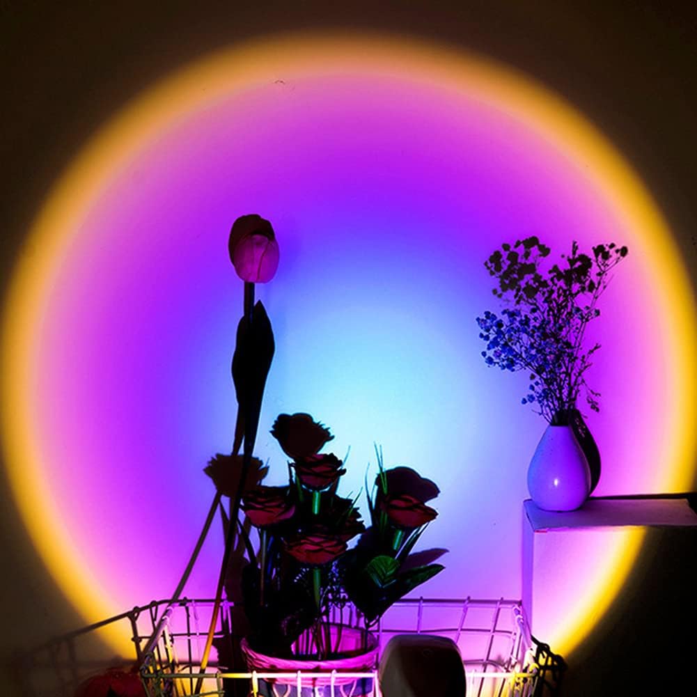 Lâmpada LED projetor de Pôr do Sol, com rotação de 180 graus - Carregamento USB - Cor: Rainbow