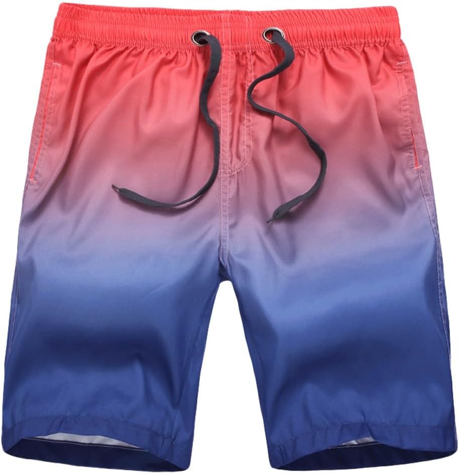 HBJWOV Beach Pants, Men's Gradient Hot Spring Loose Size Shorts, Cropped Shorts, Quick Drying Swimming Pants(Large)