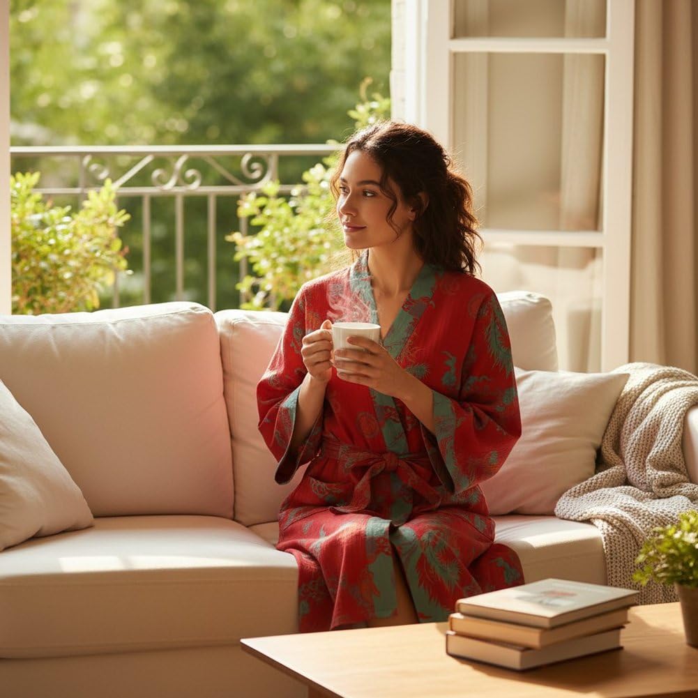 De Baño De Estilo Japonés, De Dormir De Algodón Jacquard para Mujer, Kimono Yukata, Pijama, De Baño, Ropa De Dormir.