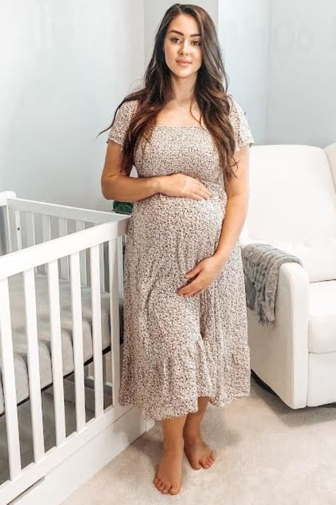 PinkBlush Floral Smocked Maternity Maxi Dress