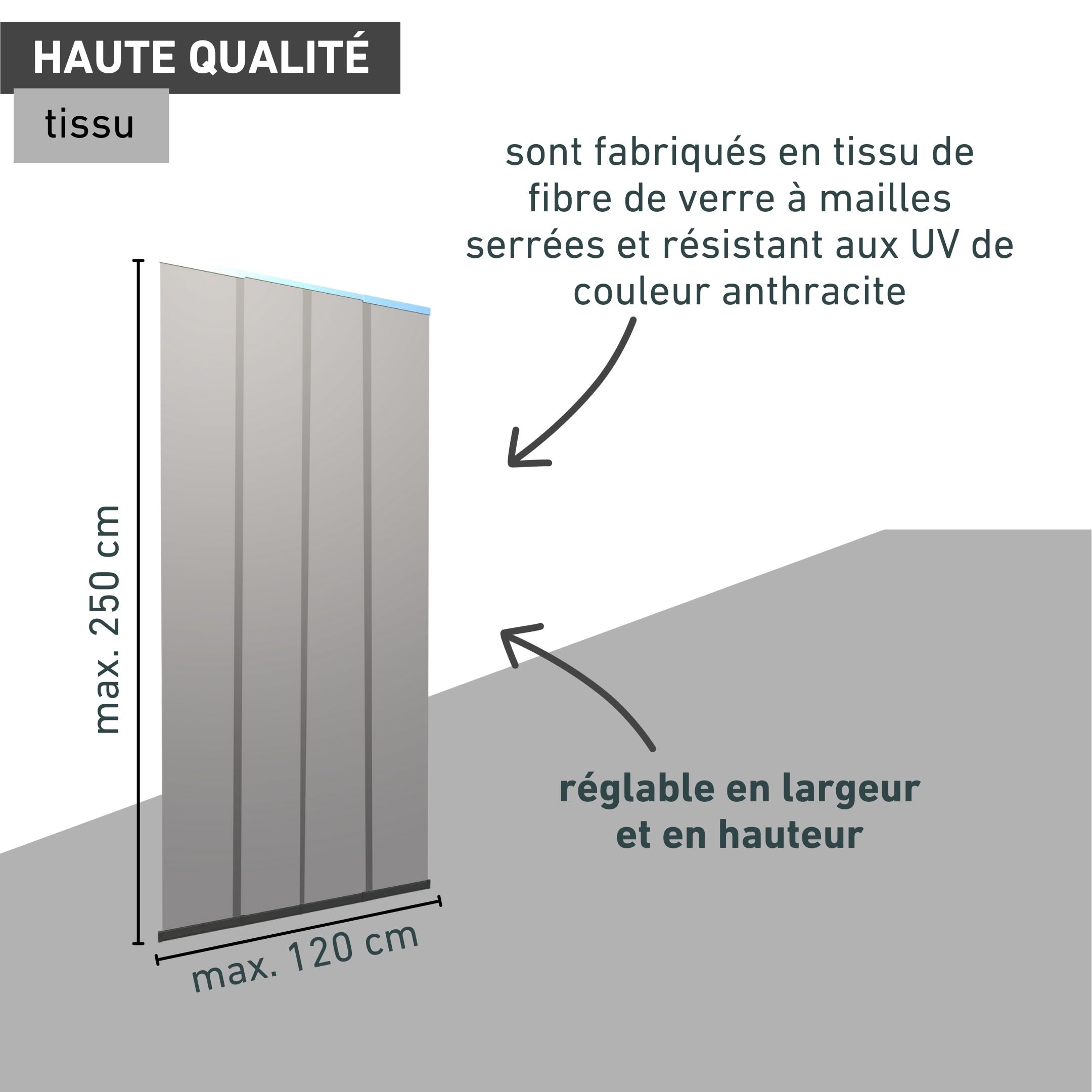 Windhager rideau moustiquaire de porte télescopique - 120 x 250 cm - anthracite - anti moustique, rideau de porte, rideau anti mouche, filet moustiquaire, rideau à lamelles - sans perçage