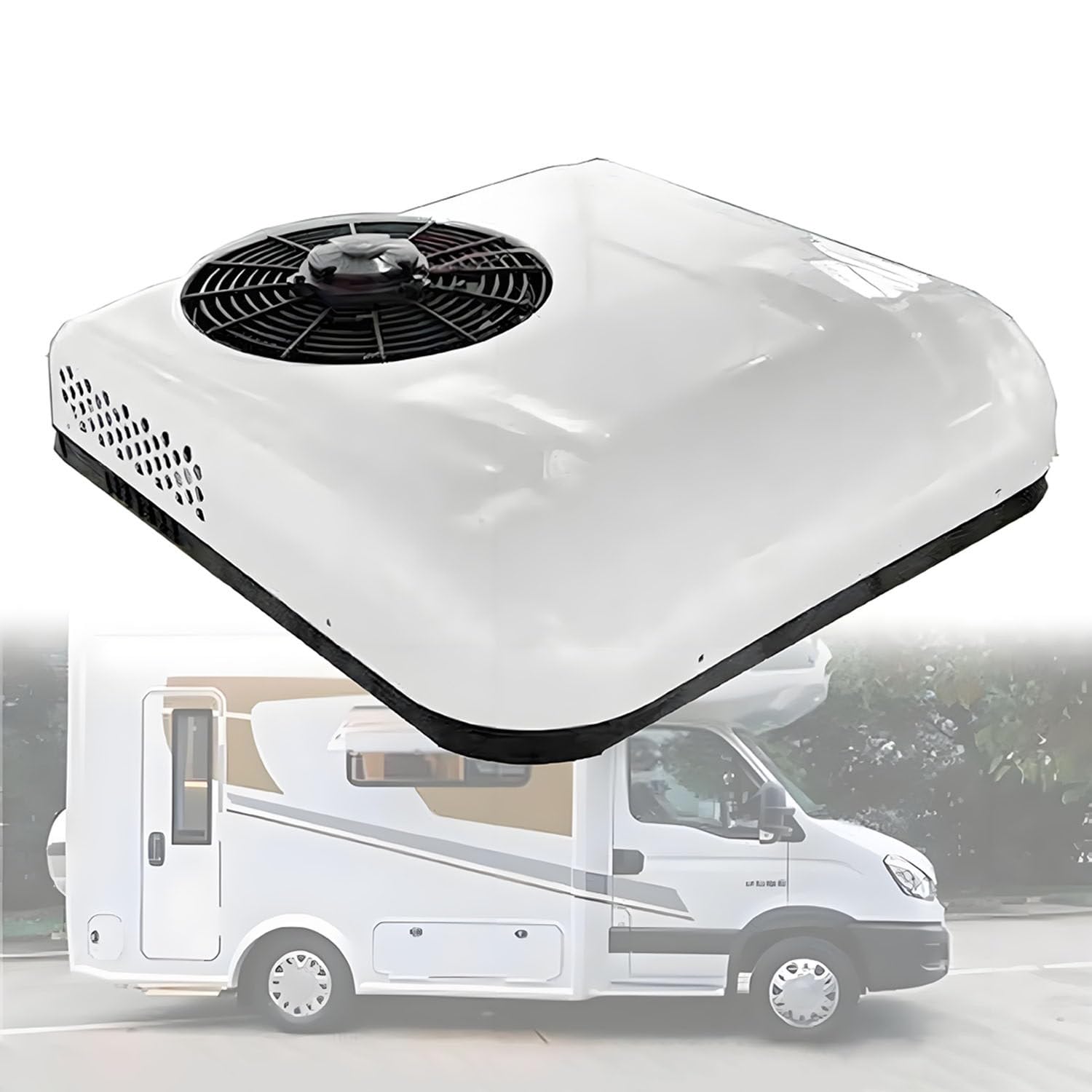 COAKUE 12V/24V DC Rooftop Air Conditioner, Low Noise Car Roof Air Conditioner, Parking Air Conditioning, Universal Fit for RV Camper Truck Motorhome Trailer Boat White-24V