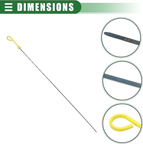 Miniatura 5 de Motoforti Indicador de varilla de medición de aceite de motor, repuesto de varilla de aceite para Ford F-350 1988-1994, plástico metálico, amarillo