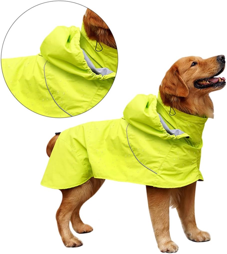 UPKOCH Dog Raincoat Waterproof Nylon Rain Jacket with Adjustable Hood and High Collar XL, Pet Rain Clothes Suitable for Outdoor Walking and Rainy Weather