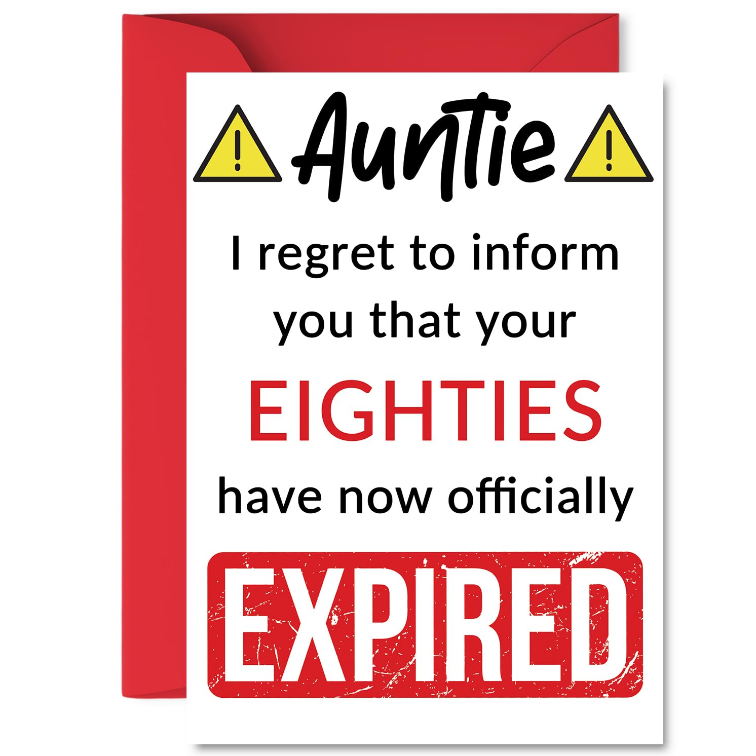 Funny 90th Birthday Cards for Auntie - Your Eighties Have Expired - Happy Birthday Card for Aunt Auntie Aunty from Nephew Niece, A5 Banter Joke Humour Bday Greeting Cards Gift