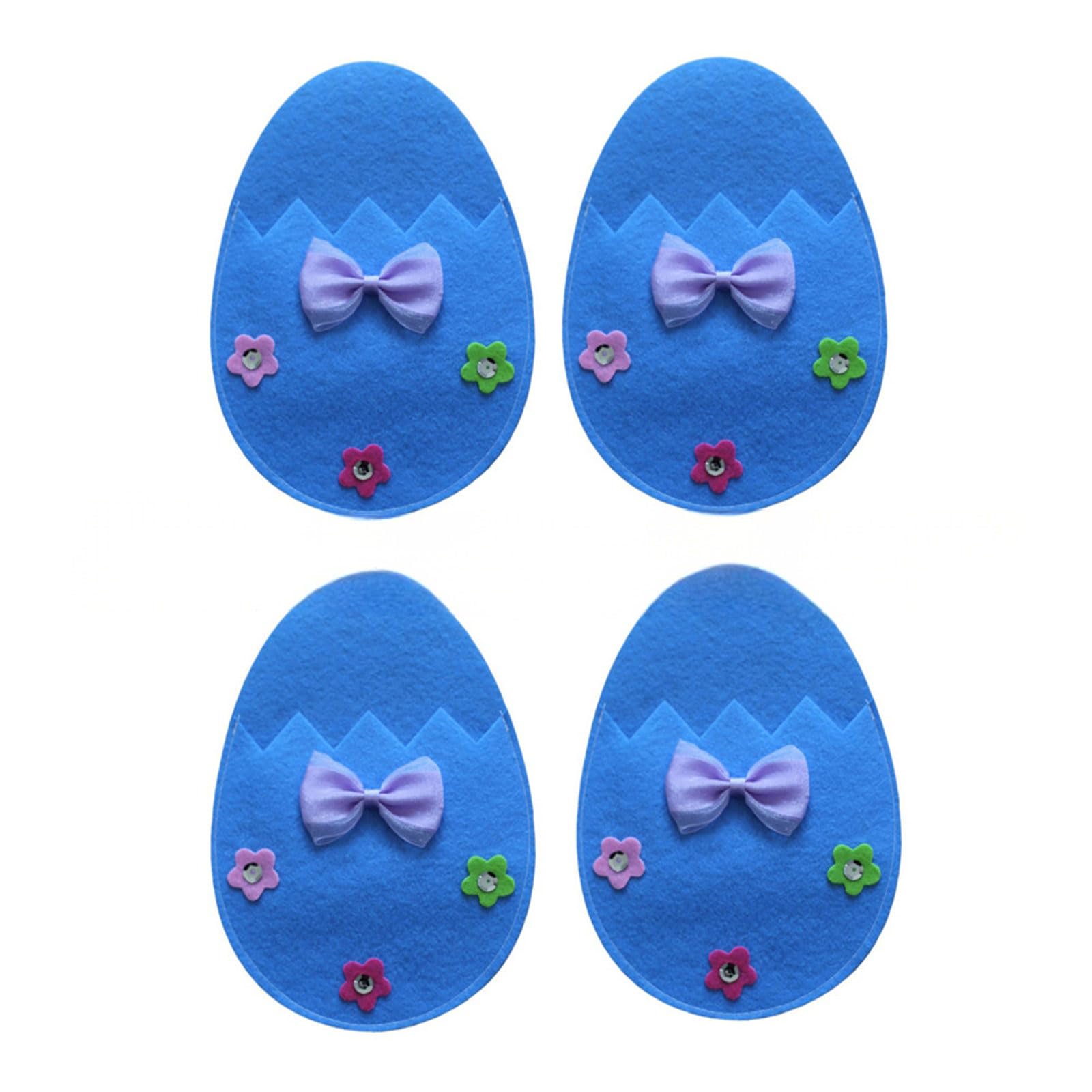 Hsioluted Blue 4Pieces Easters Dinnerware Holders Easters Eggs Fabric Utensils Sleeves Cutlery Pouches Suitable For Holiday Parties Celebration Decors