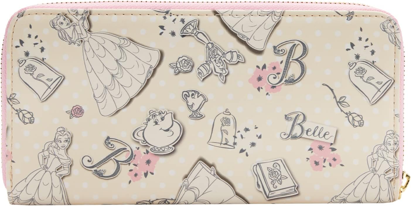 Loungefly Disney Beauty and the Beast Belle Pink Allover Print Zip Around Wallet (Multicolored) - Image 2