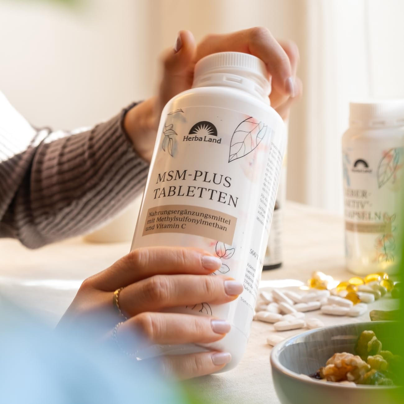 Herbaland® MSM Kapseln hochdosiert | 2000 mg MSM Pulver & 60 mg Vitamin C pro Tag | 500 vegane Schwefel Kapseln für 8 Monate | Methylsulfonylmethan | Laborgeprüfte Qualität | Made in Germany