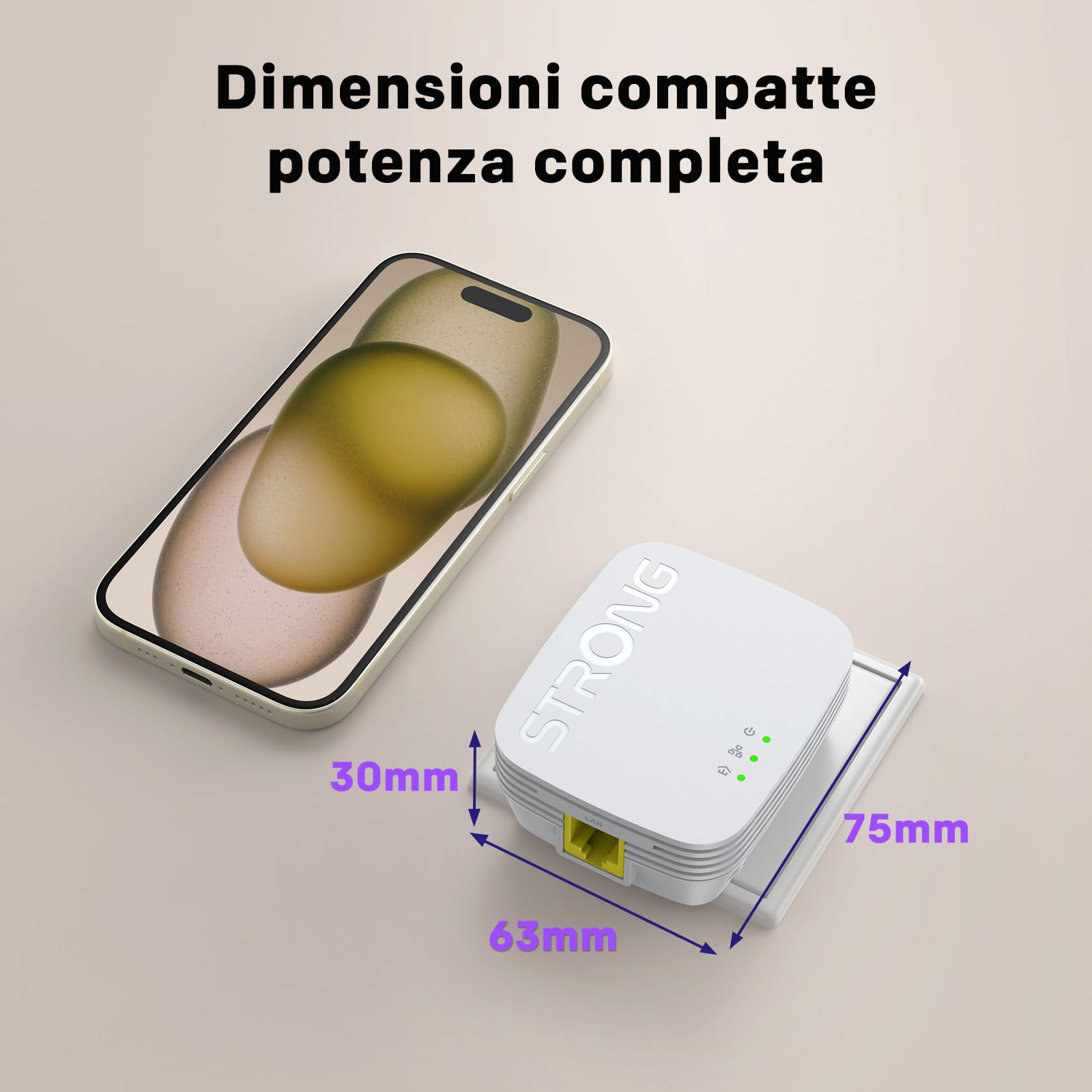 STRONG AV1000Mbps Kit Powerline, Ripetitore Powerline Ethernet HomePlug AV2, Plug & Play con Tasto Pair, Porte Gigabit, Modalità Risparmio Energetico, Design Compatto