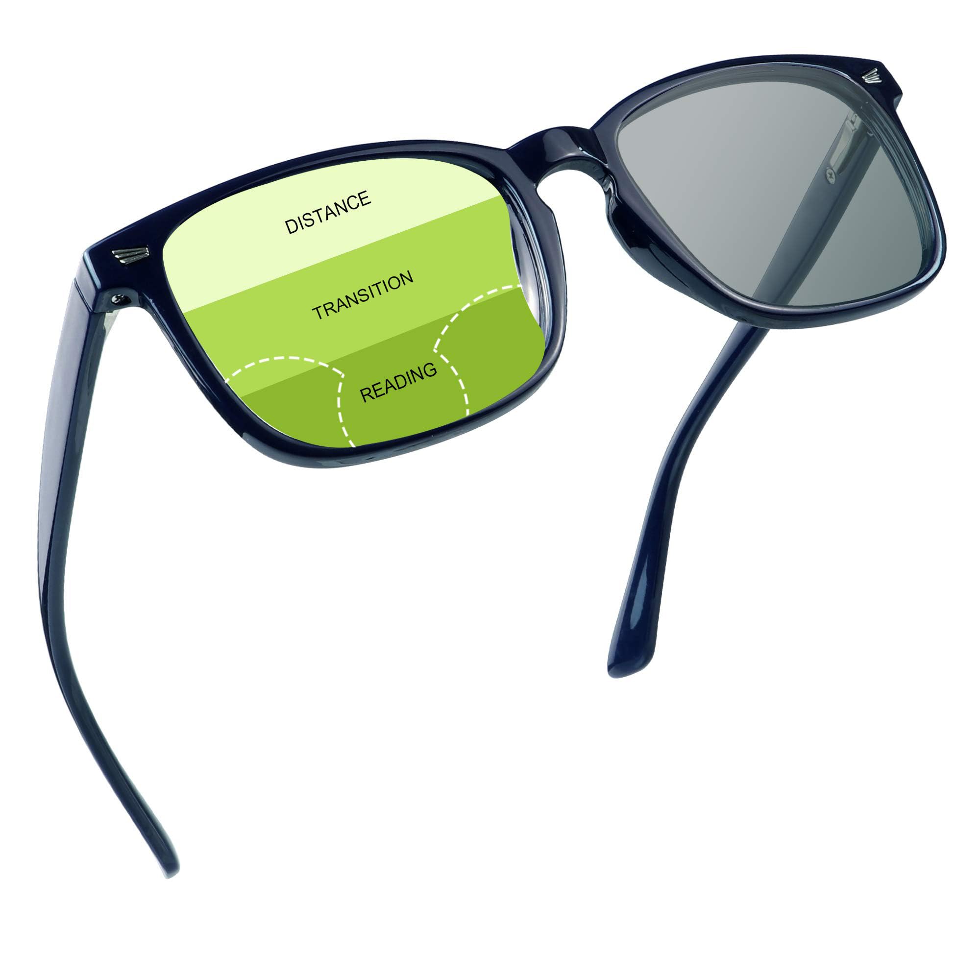 YEIN Progressive Multifocal Presbyopic Glasses, Photochromic Gray Sunglasses, 0.00/+1.00 Magnification for Men/Women