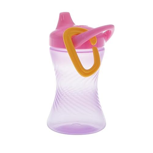 Miniatura 3 de Nuby Vaso antiderrames con boquilla dura de fácil agarre, paquete de 3, 10 onzas, vaso para bebés de 6 meses en adelante, rosaverdemorado