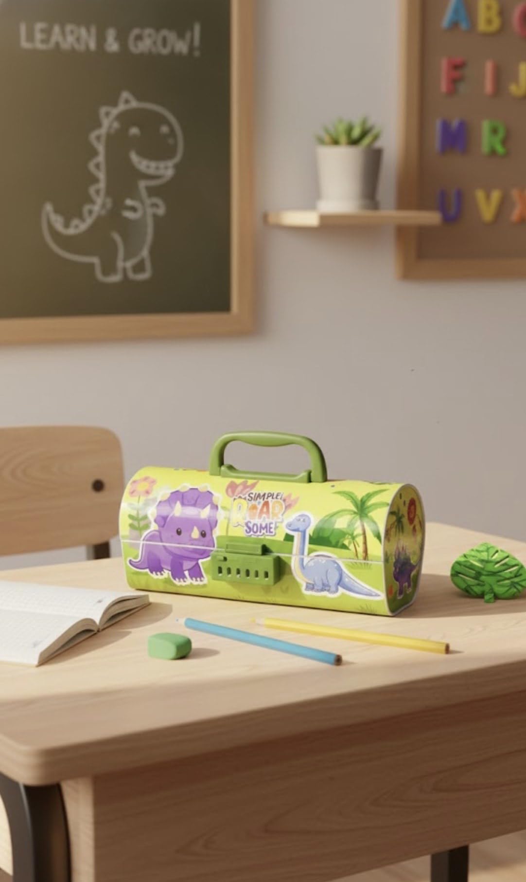FancyHub | Kids Dinosaur Lock Box with Handle | Metal Storage Case