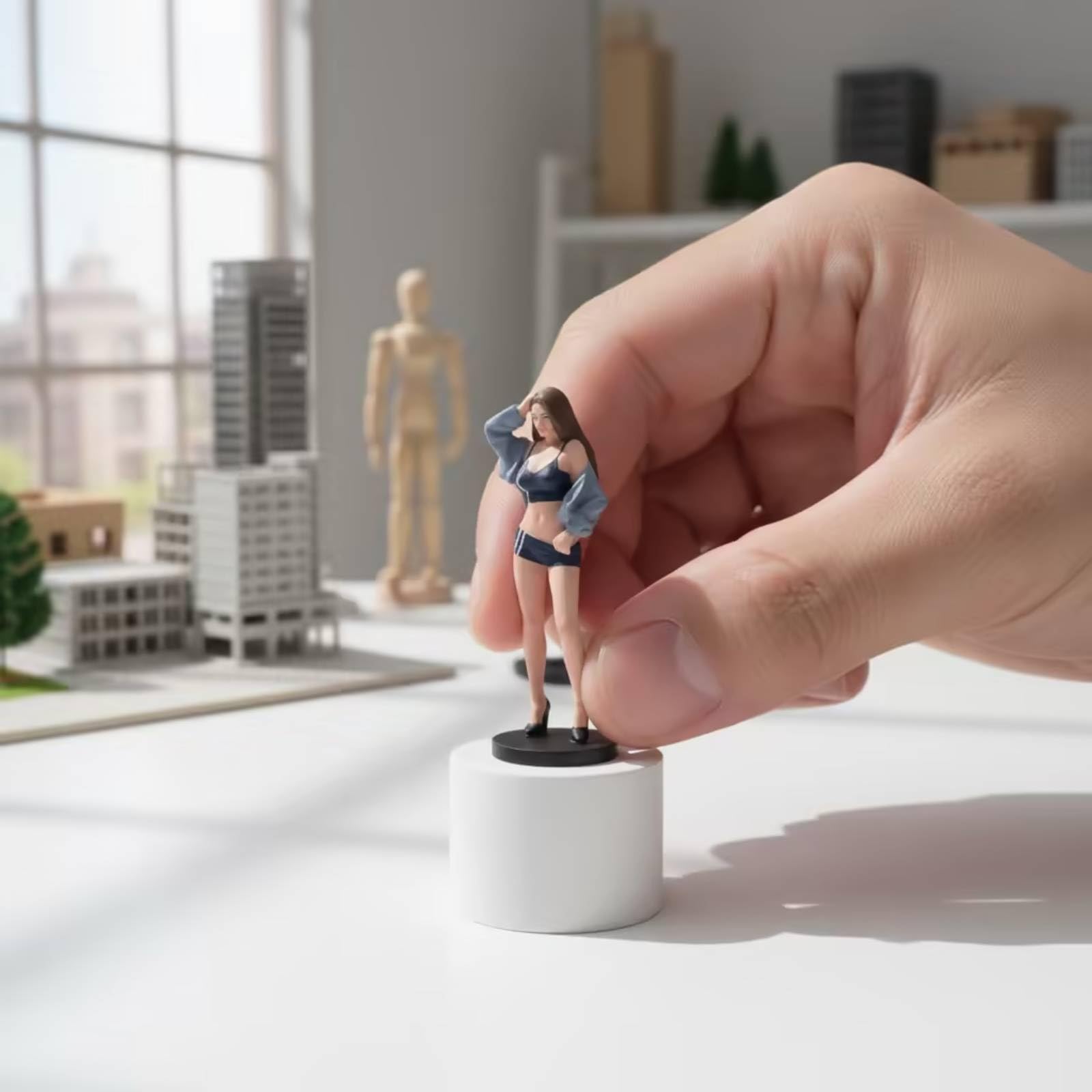 Gralara Miniatur-Frauenfigur handbemalt Frauenfigur detailreich Diorama-Figur für Sammler, Schreibtisch, 1/18, Statische Figur, Fein Bemalt Mit Gesichtszügen