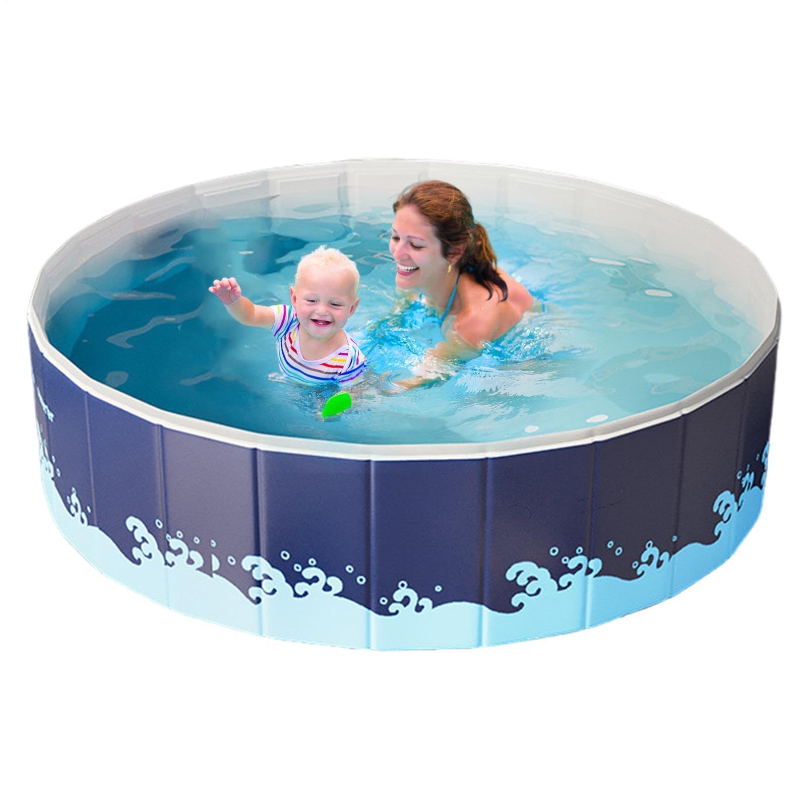 Foldable Swimming Pool - Non Inflatable Portable Ground, Pool Thickened Basin for Backyard Garden Outdoor Water Play Bath Relaxation for Adults Family Parties Summer Cooling