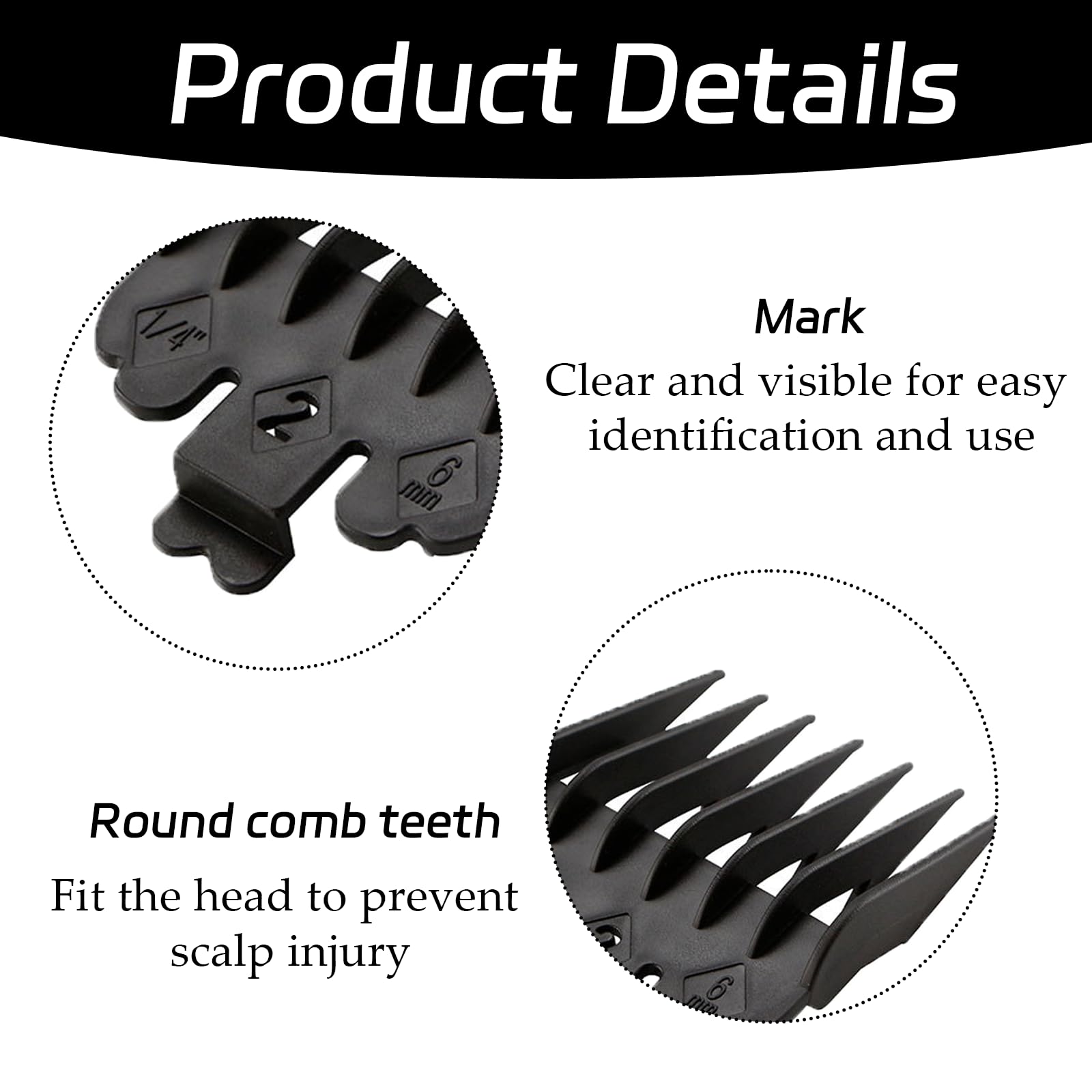 10 Pcs Hair Clipper Guards Set,Clipper Guards for Wahl Replacement Accessories of Different Sizes,Universal Replacement Hair Clippers Limit Comb Set for Wahl and Most Clippers (Black) - Image 3