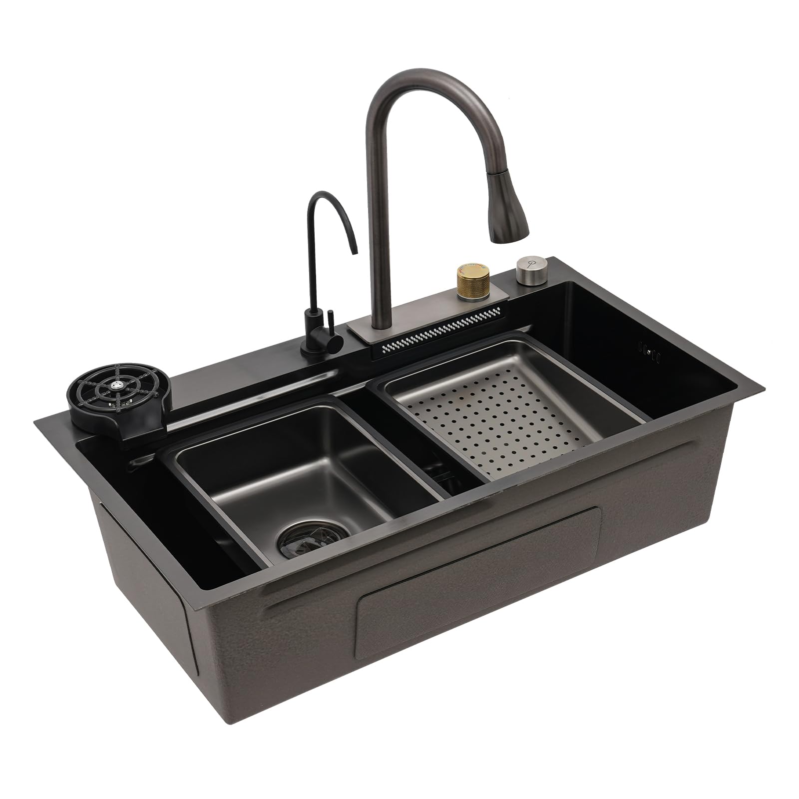 Évier de cuisine en cascade multifonction avec robinet extensible pour appartement