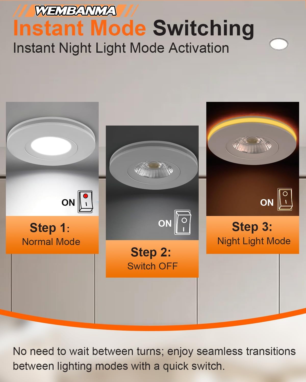 4 Inch Gimbal LED Recessed Light - with Night Light, 12W+3W 1100LM, Dimmable Canless Recessed Lighting 4 Inch, 5CCT+2000K Outdoor Soffit Lights, with Junction Box, White, 6 Pack