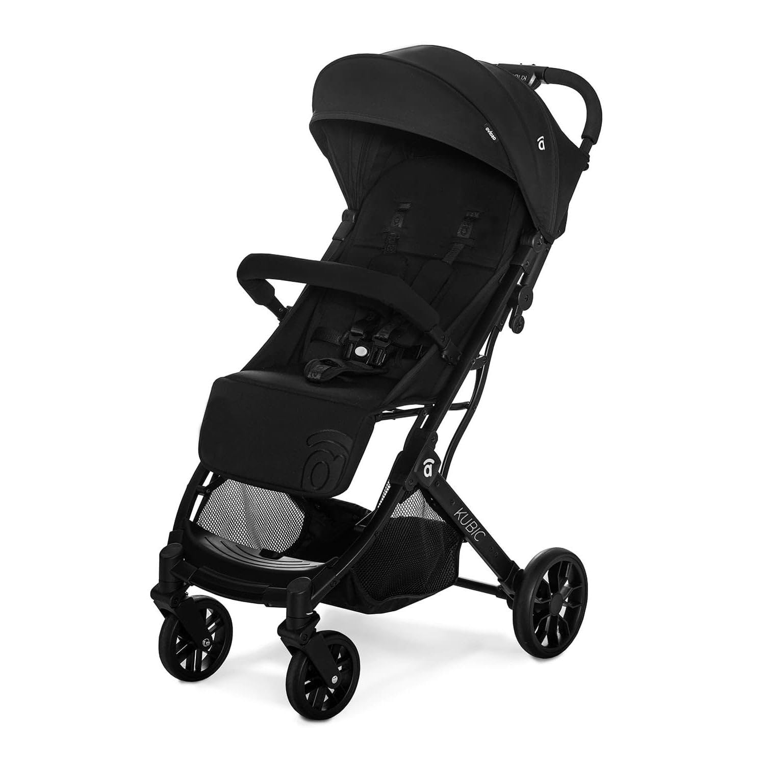 Asalvo KUBIC 2 Silla de paseo, Carrito Bebé, Ligera, Compacta, Plegado con una Mano, Ruedas Grandes, Amortiguación, Reclinable, Apta Cabina, SPF50+, Asa Trolley, Carga máxima 23 kg, Negro