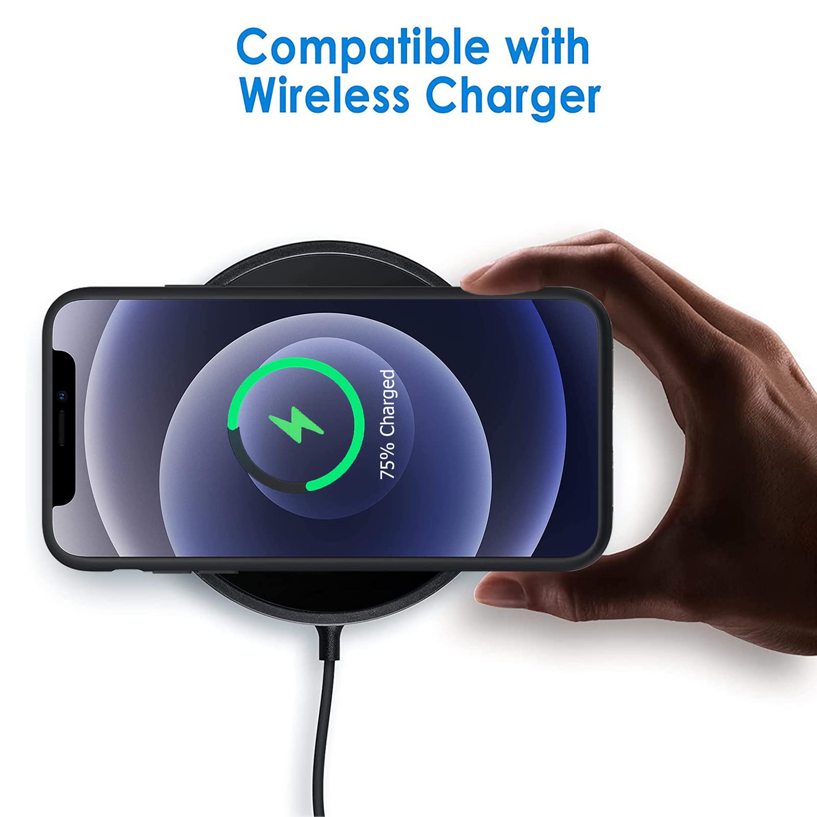 Custodia con batteria per iPhone 12/12 Pro, aggiornata da 10000 mAh, ricaricabile, portatile, con ricarica wireless, compatibile con iPhone 12/12 Pro (6,1 pollici) e Carplay (nero)