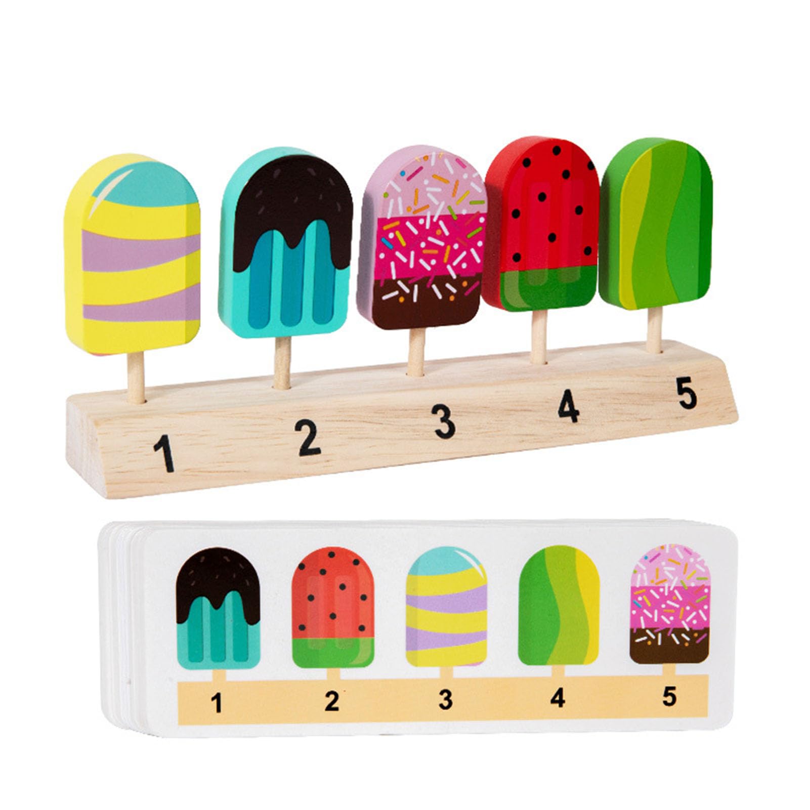 sszxmy Wooden Ice Cream Lollipop Sorting Matching Game, Pretend Play Food Toys for Toddlers,Ice cream