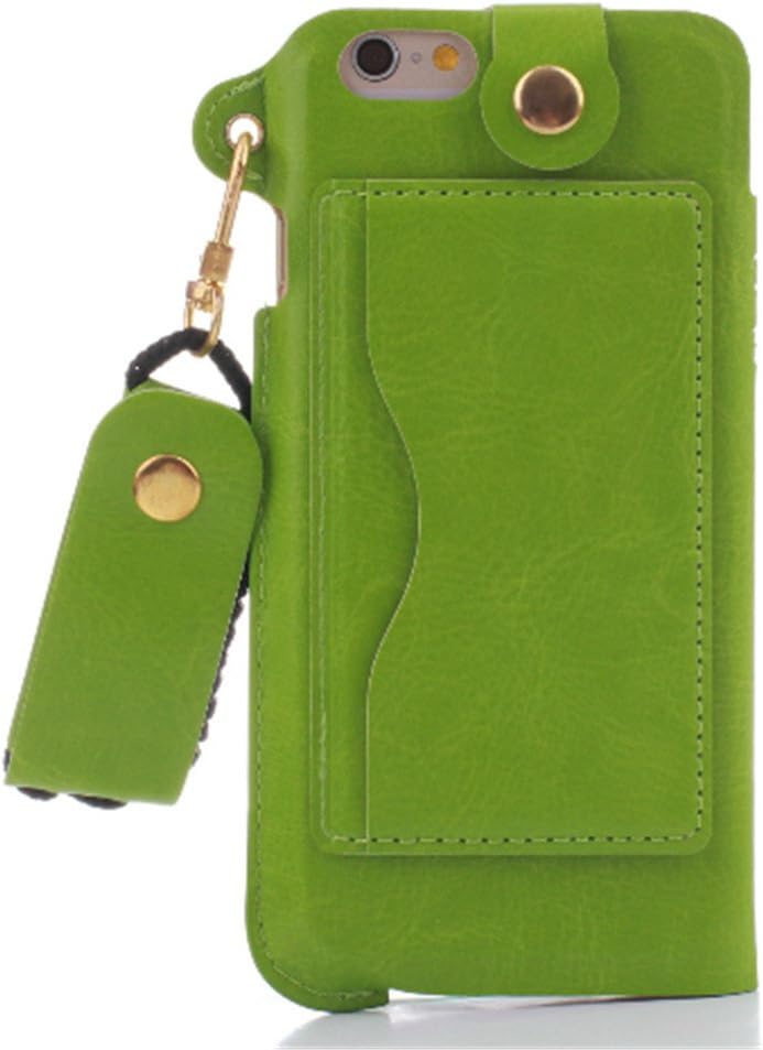Turpro Stand Case with Strap for iPhone 6 Plus (5.5), KS Slim Fit Business Style PU Leather Back Cover Pouch Case with Stand, Credit Card Holders and Neck Strap Lanyard for iPhone 6 Plus (5.5" inch) (Green)