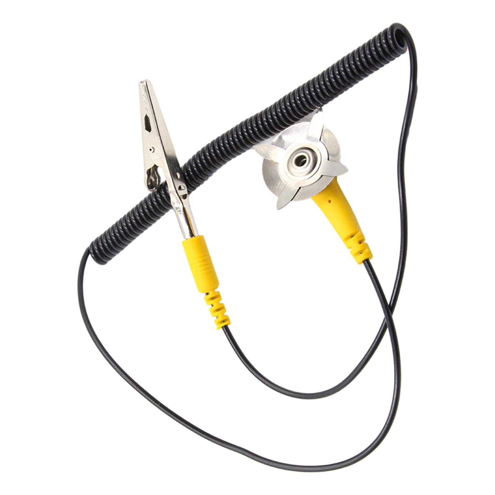 Milageto Anti Static Grounding Wire ESD Grounding Cord 1.8M Anti Shock with Clip Claw Discharge Band for Factory Electronic Devices