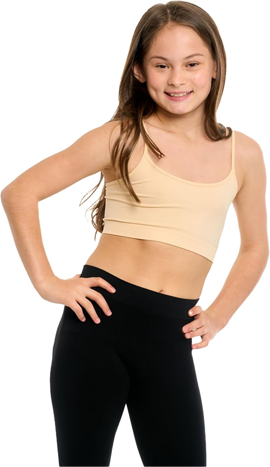 Malibu Sugar Girl Bra Camisole Crop Cami Training Bras for Girls - Spaghetti Strap Seamless Comfort One Size Fits Girls 10-14 - Image 2