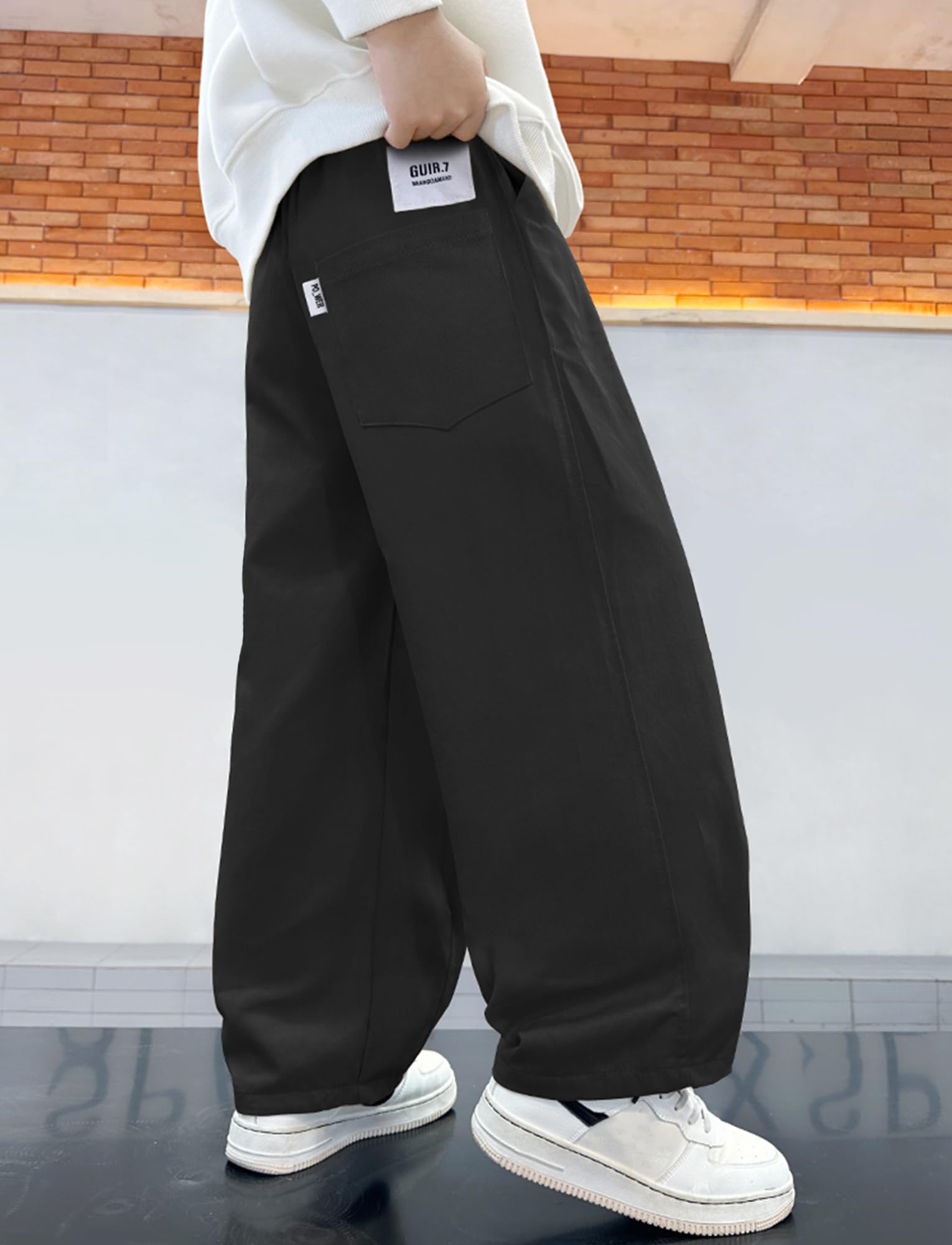 SEAUR Pantalones holgados para niños y niños, pantalones cargo con cintura elástica, pantalones anchos para adolescentes y niños 110-164