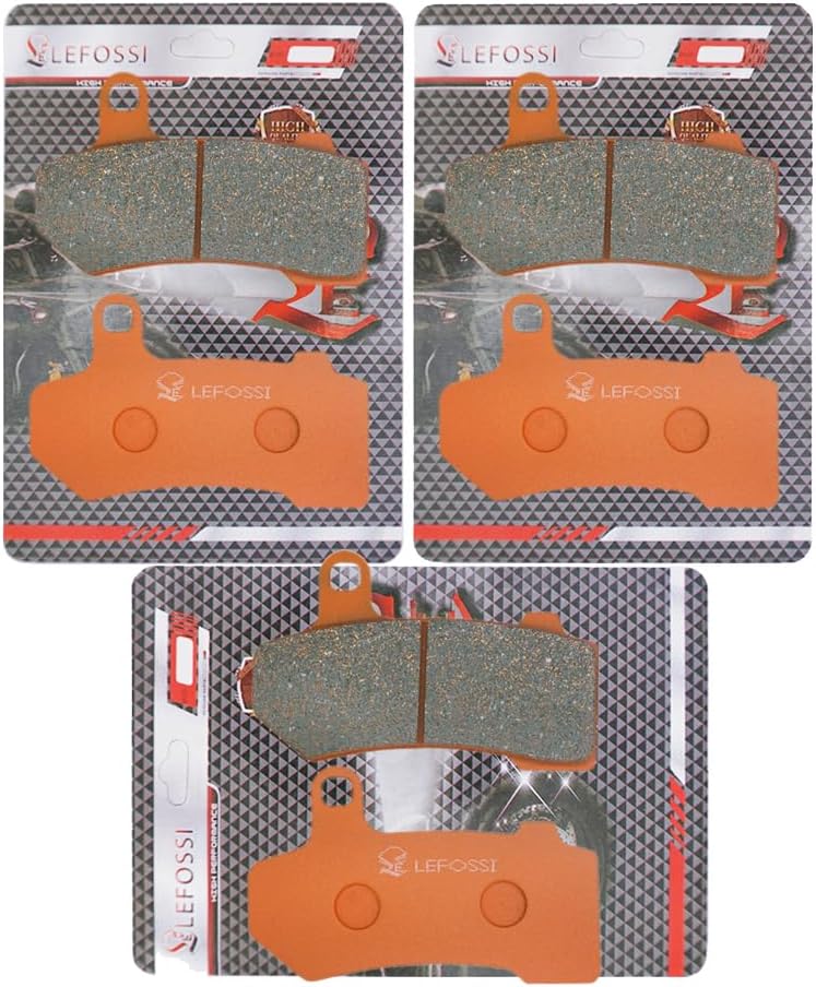 Front and Rear Carbon Fiber Brake Pads Sets Compatible with Fit for Harley Davidson Touring FLHX Street Glide 2008-2024, Touring FLHTCU Ultra Classic Electra Glide 2008-2024 FA409FR