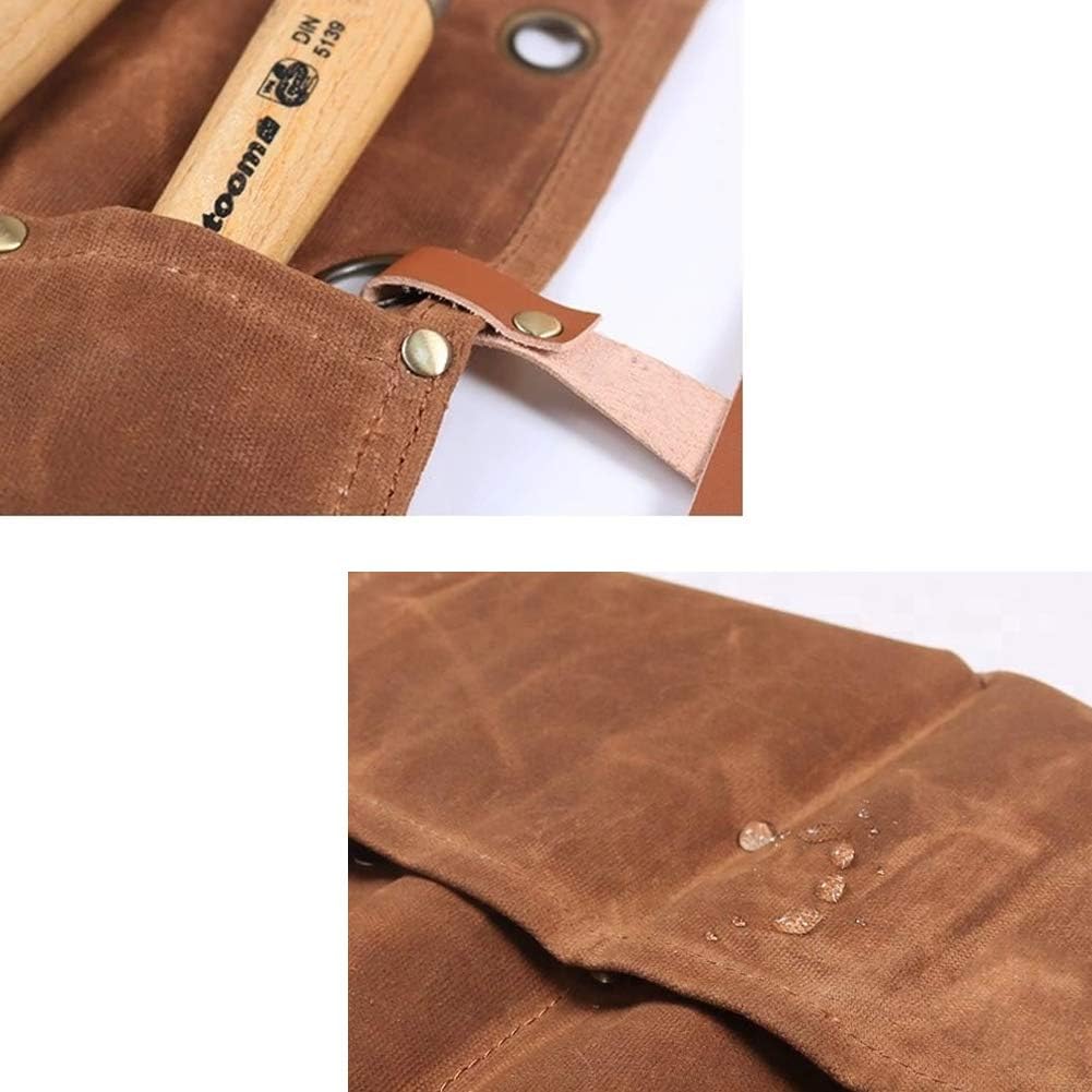 Chisel Roll,Waxed Canvas Tools Wrench Roll Up Pouch,Chisel Carrying Case,Wrench Holder Pouch,4 Pockets Tote Organizer for Knife Hammers, Gouges, Best Gift for Electrician,Carpenter or Mechanic