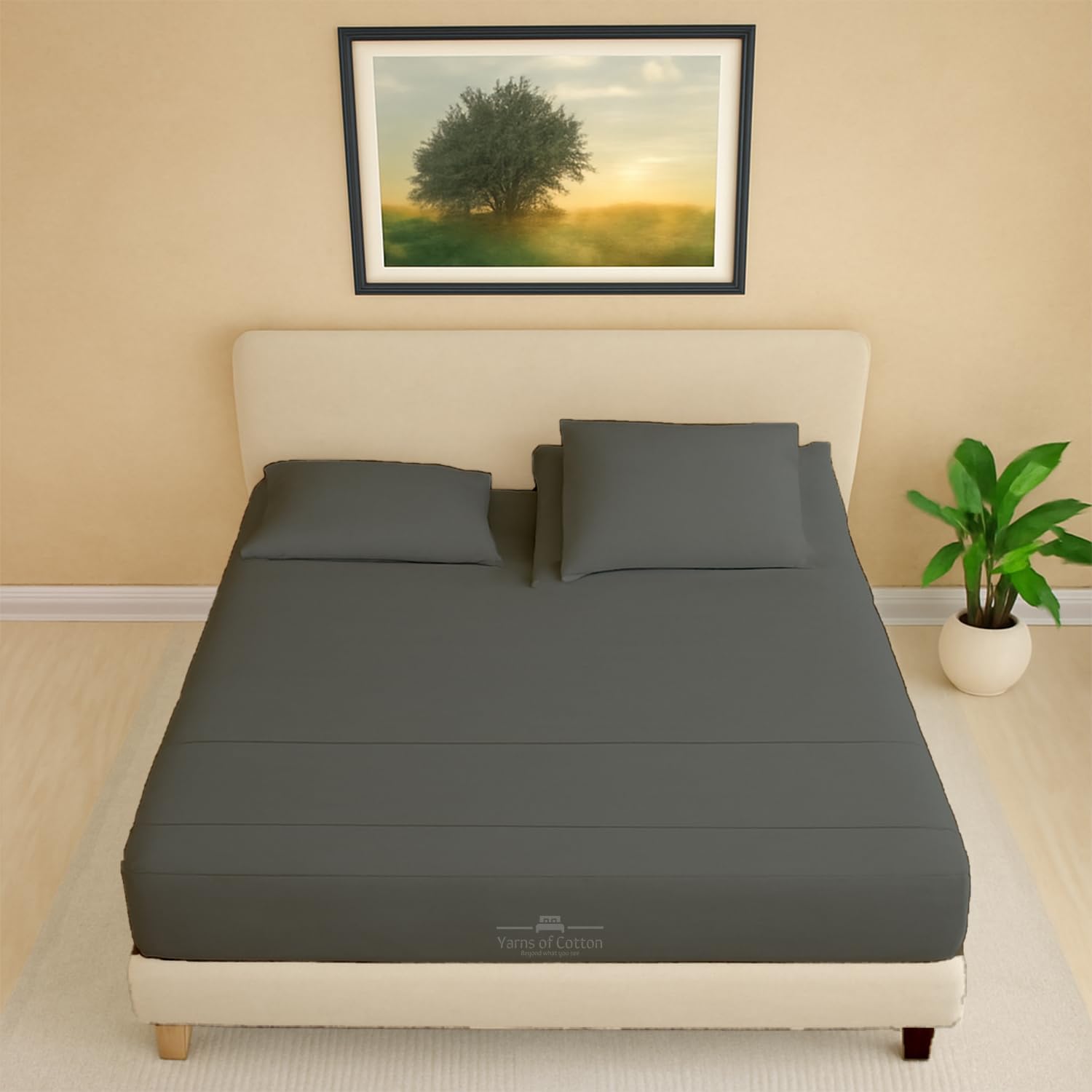 Split Head Flex 4 PC Sheet Set for Adjustable Bed, King 28" Split Down from The Top, 100% Egyptian Cotton 600 Thread Count, 18" Deep Pocket, Super Soft Wrinkle Free, Dark Grey