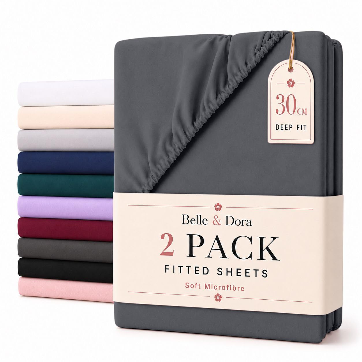2 Pack Single Microfibre Fitted Sheets 30cm Deep Bed Sheets