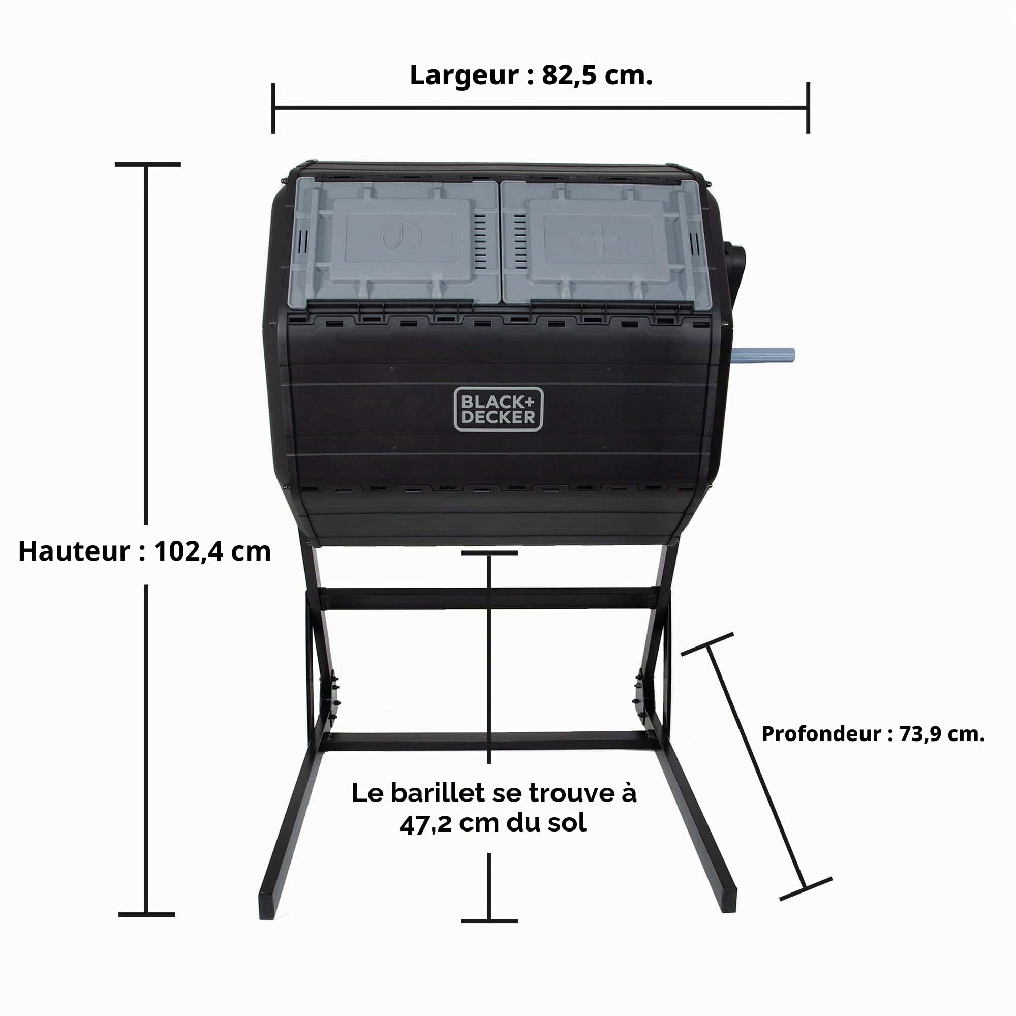 Black+Decker Composteur à Double Chambre, système de poignée Facile pour compostage (BDSTGA9701)