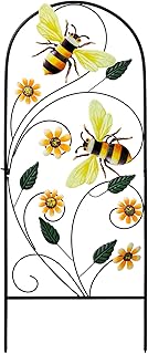 YEAHOME 34 Inch Decorative Metal Spring Garden Stakes with Flowers Bees, Vibrant Decorative Metal Spring Style, Metallic, Outdoor Decorative Garden Stakes