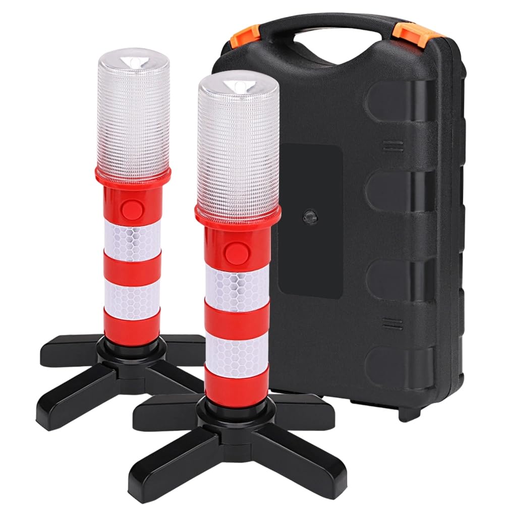 Jnchdghwa Roadside Emergency Flares Magnetic Flashlight 2pcs Warning Light Safety Strobe Light