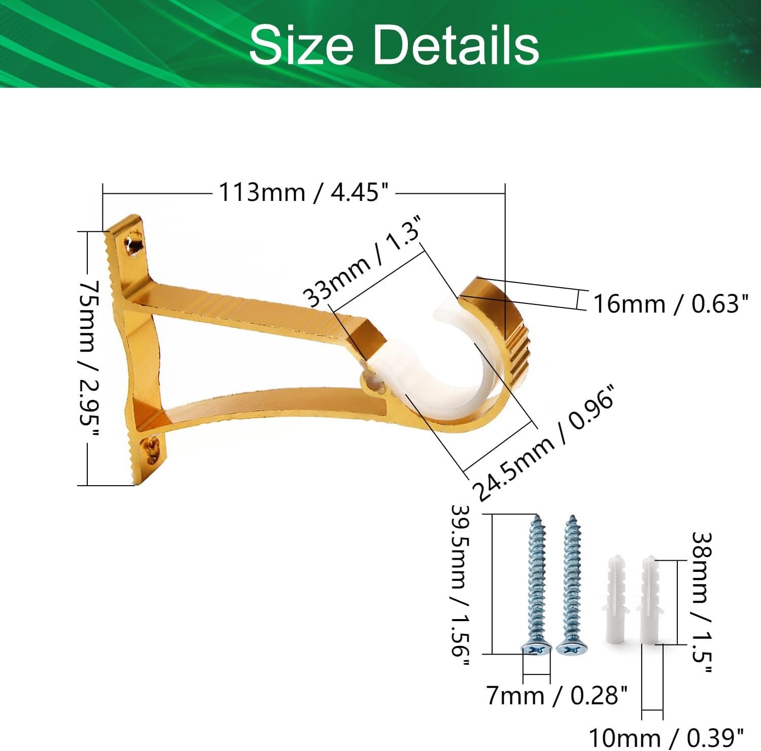 Wsporniki do karniszy, wsporniki do karniszy Premi 2Pcs Single Curtain Rod Brackets for Drapery Rod Premium Aluminum Alloy Heavy Duty Curtain Rod Holders for Living Room, Screen Porches, Family Room G
