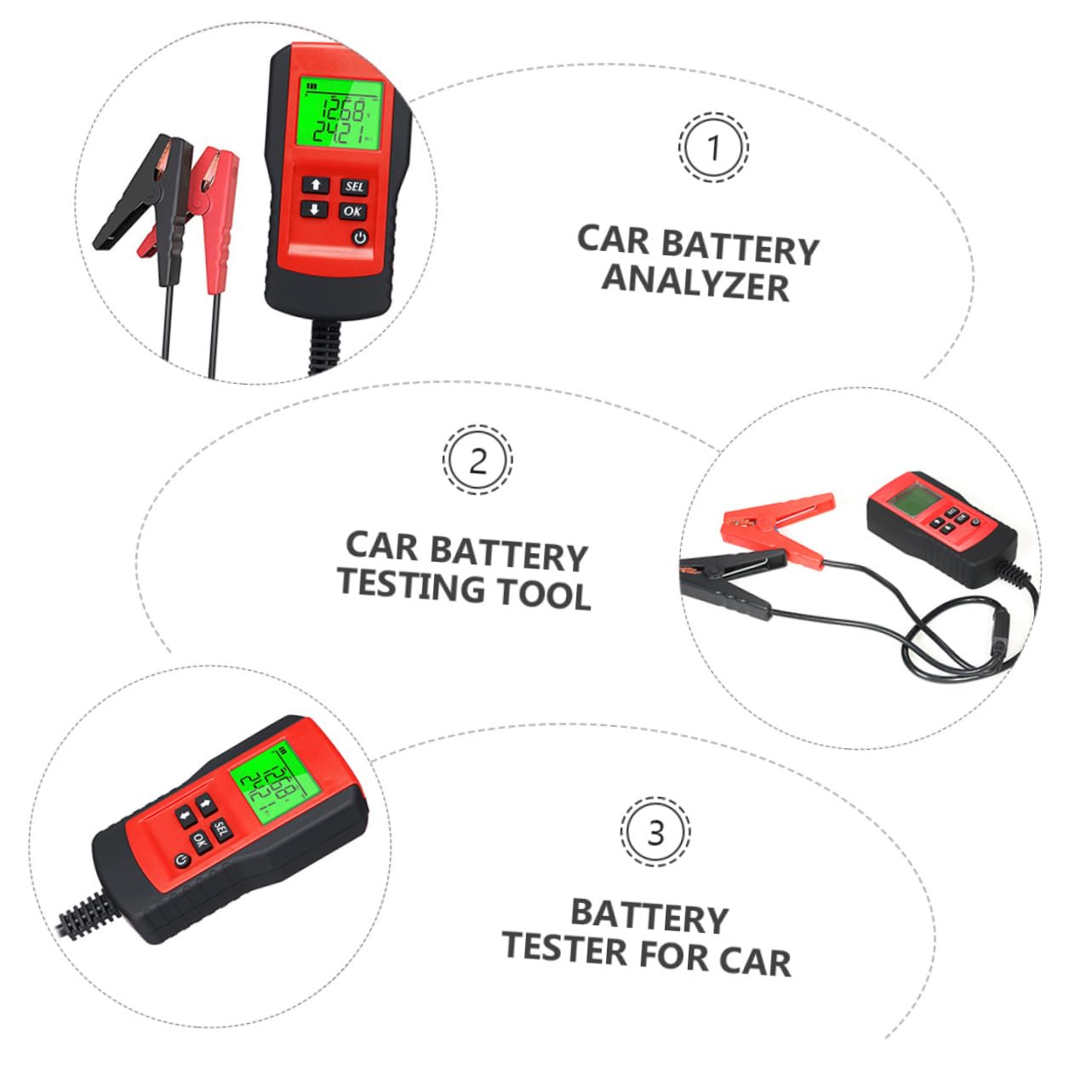 Didiseaon Tester per Batteria Auto 12v Dispositivo di Protezione e Risposta Rapida, Materiale Abs e Rame, Analizzatore Digitale per Verifica Capacità e Resistenza della Batteria
