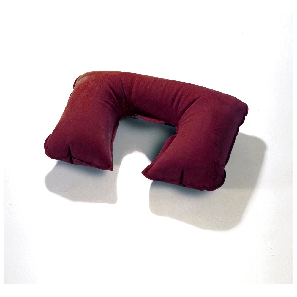BasicNature Cuscino Da Viaggio Cervicale Gonfiabile: Compatto E Ultraleggero, Colore Bordeaux