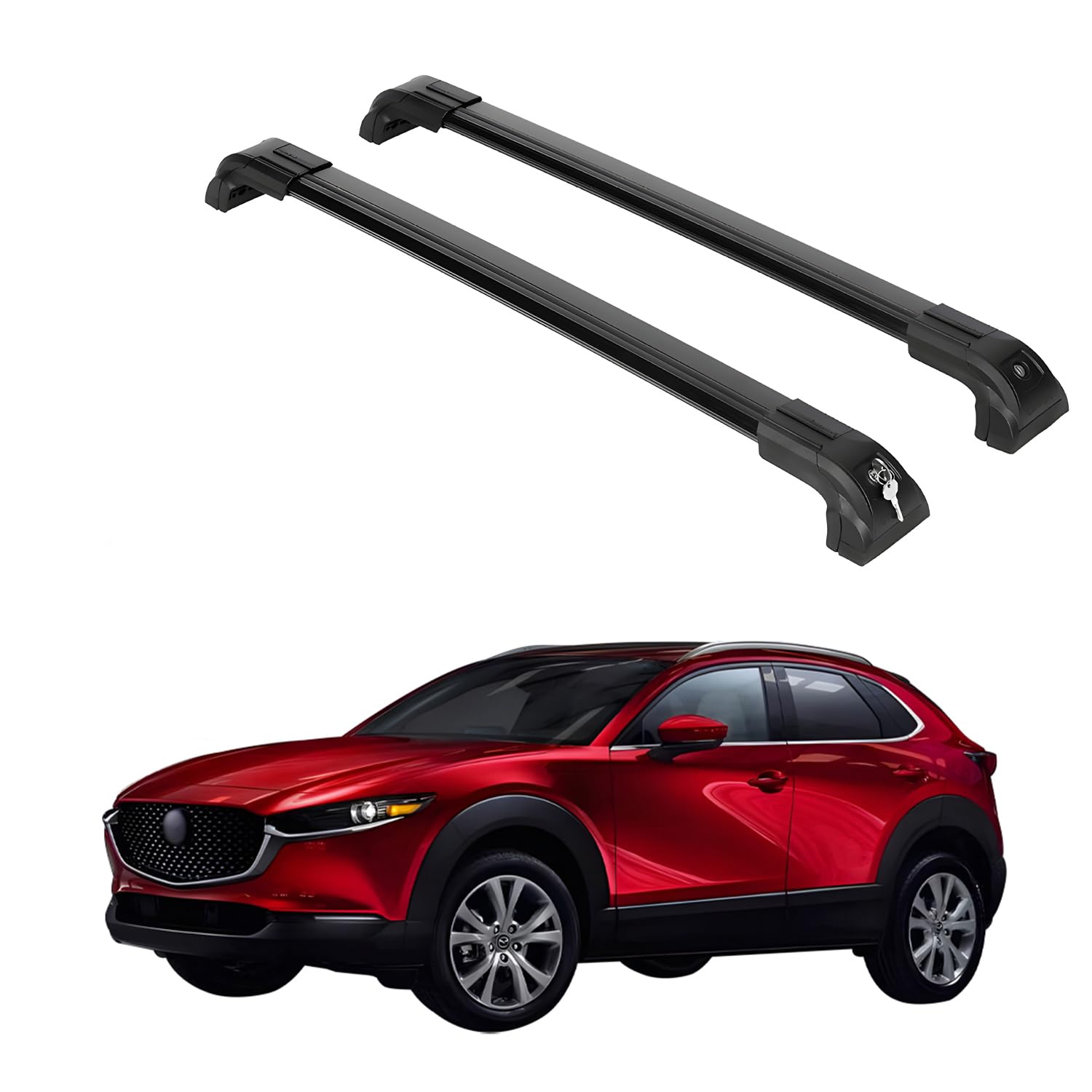 ERKUL Heavy Duty 220lb Roof Rack Cross Bars for Mazda CX-30 2020-2026 | Solid Metal Mounts | Aluminum Crossbars with Anti Theft Lock for Rooftop -