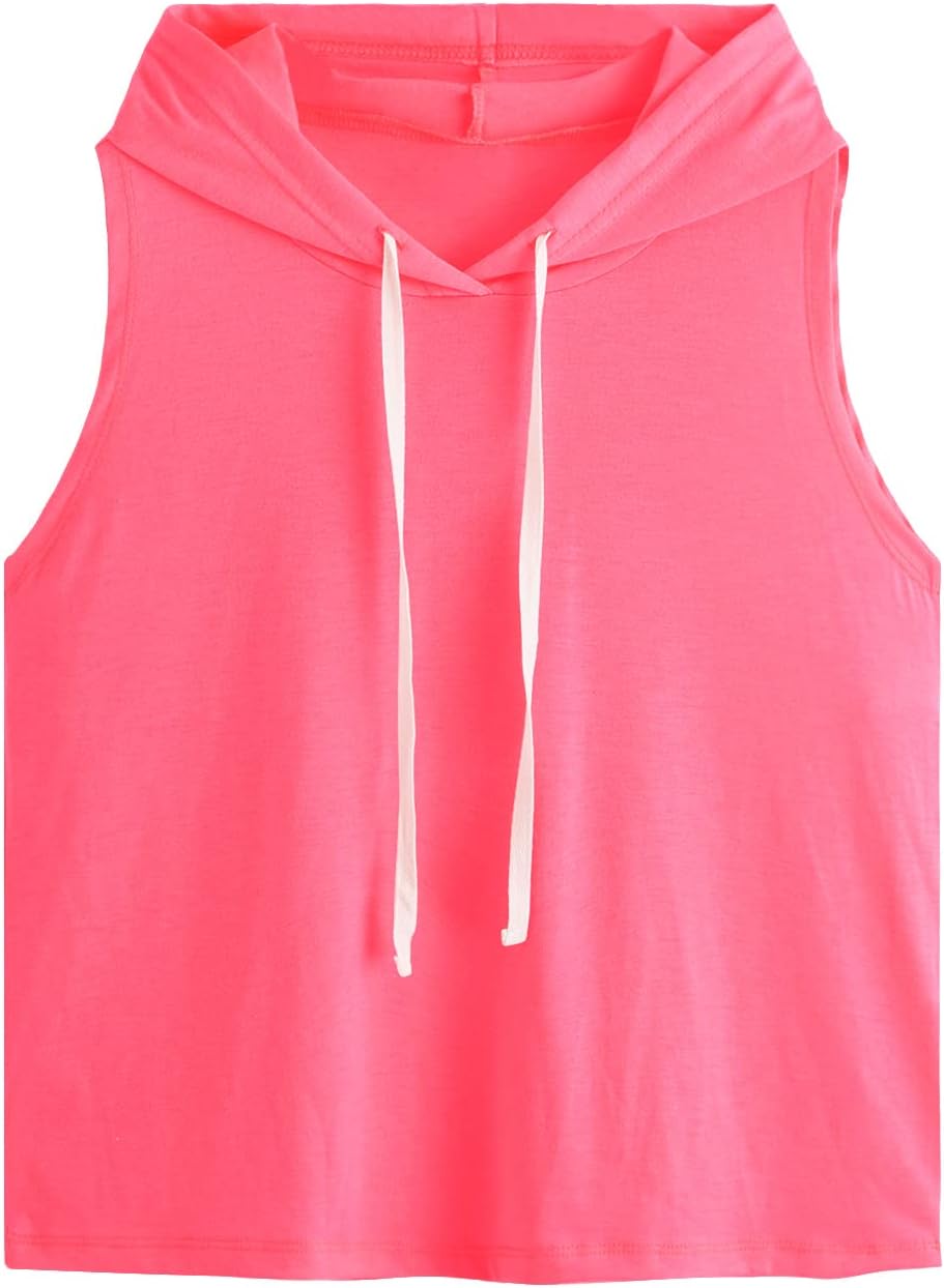 SweatyRocks Women's Workout Tank Tops Sleeveless Running Athletic Hoodie Sports Gym Exercise Tops Dance Clothes