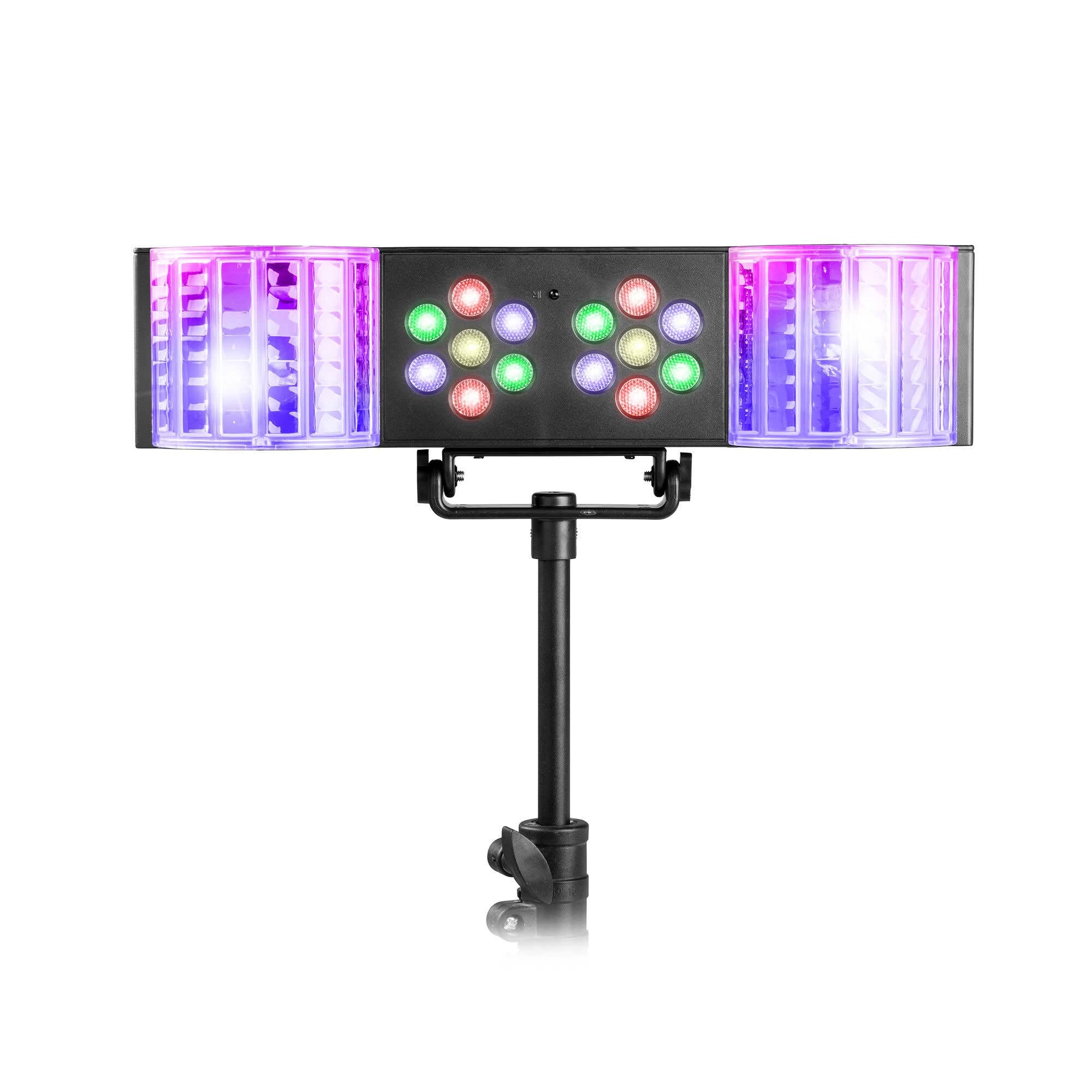 Fuzzix DerbyStar1 Partylicht mit Stativ - LED Lichtorgel Musikgesteuert mit Derby & Wash Effekt - DJ Lichtanlage für Bühnenlicht & Party Beleuchtung - Komplettes Set mit Fernbedienung
