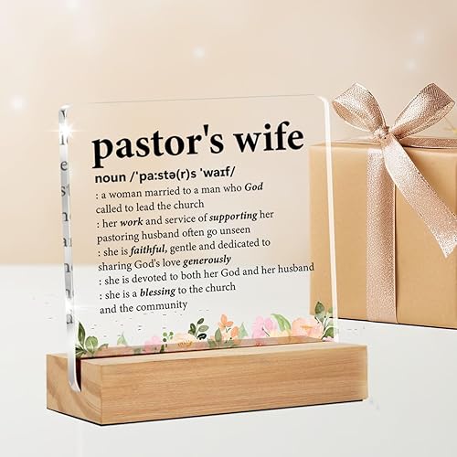 Miniatura 3 de Regalos para esposa de pastores para mujeres y ella, definición de la esposa del pastor, letrero decorativo de acrílico transparente floral para el