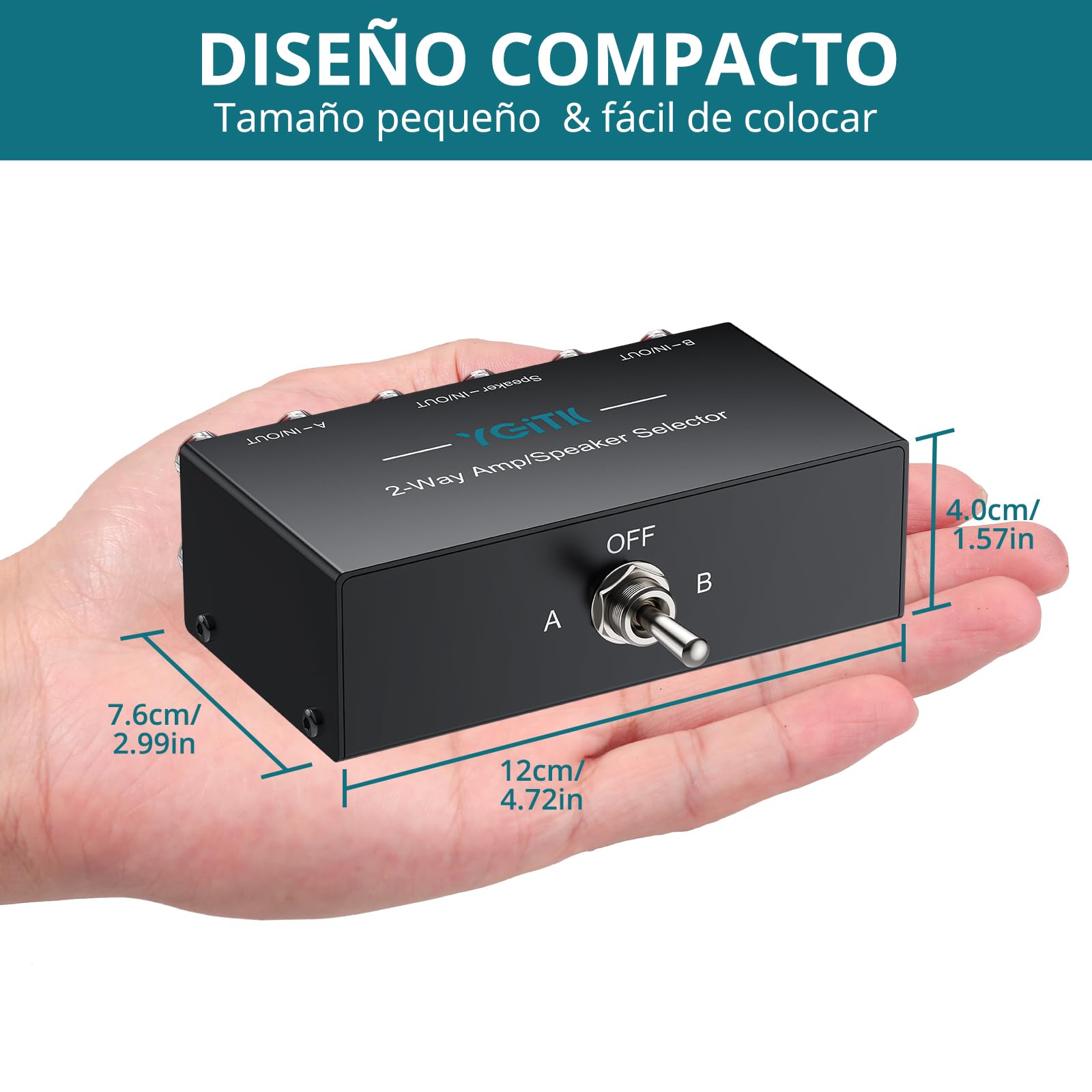 Conmutador de Audio Amplificador de 2 Vías 2(1)-Entrada-1(2)-Salida | 1/2 Interruptor Selector Conector Banana Dorado para Home Stereos