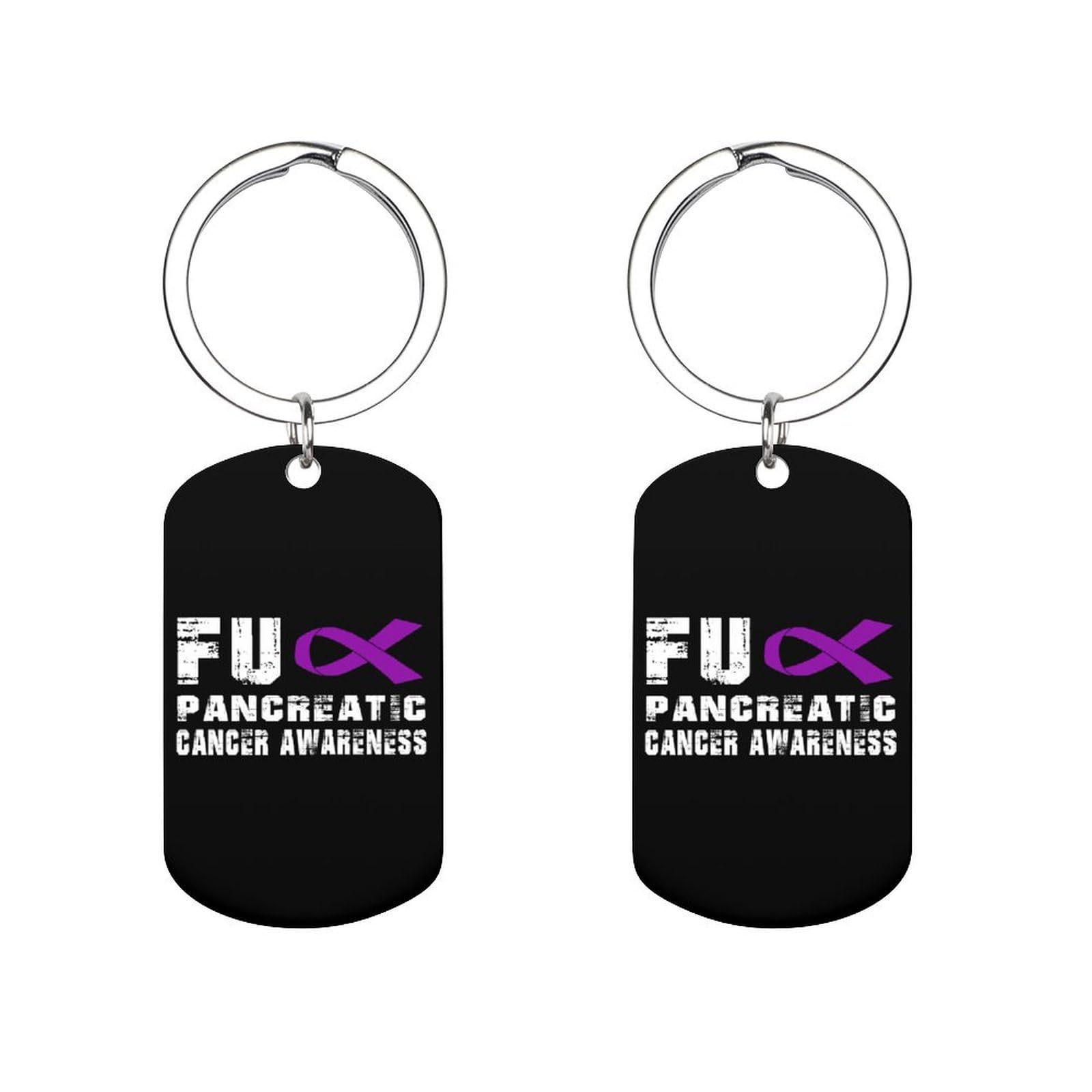 Kwqdozf Unisex Fuck Pancreatic Cancer Awareness Metal Keychain Key Ring For Women Men,Fashion Pattern Keyring For Dad Son Brother Husband Grandson Accessories Holiday Gifts