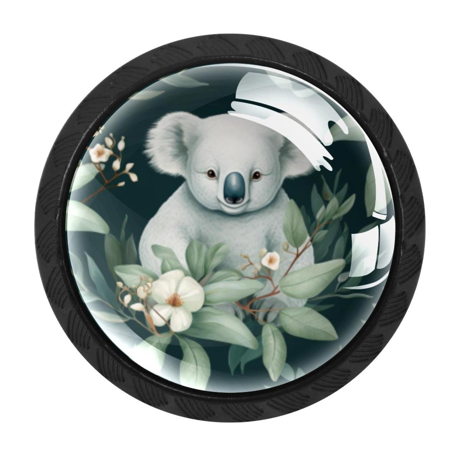 Chenzzzz Multicolored 09 4 Pieces Koala Drawer Knobs, 35Mm Black Kitchen Cabinet Knobs, Drawer Pulls And Knobs, Glass Cabinet Hardware Single Hole Knob For Cabinets And Drawers Round